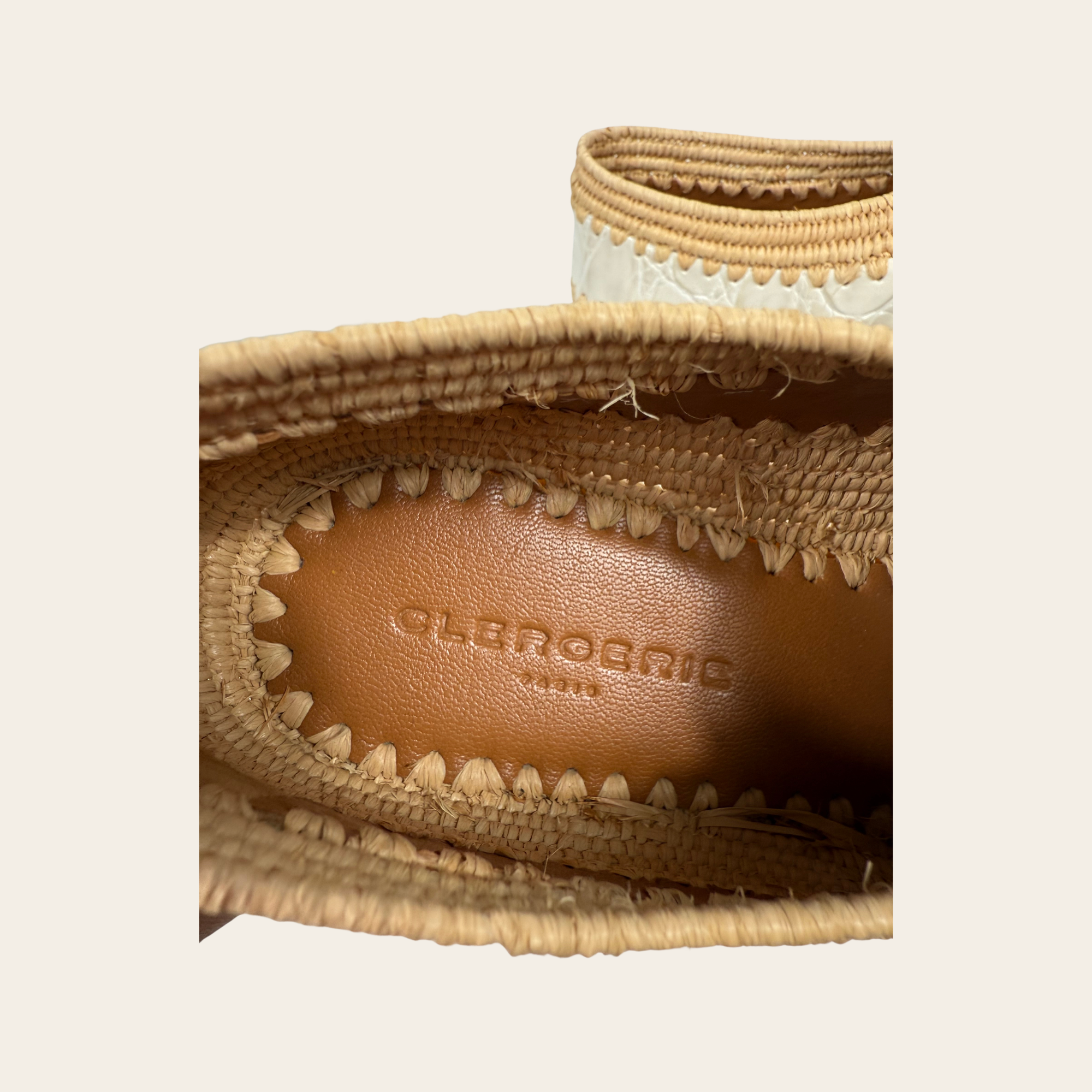 CLERGERIE Paris – Derbies en Raphia et Cuir Façon Crocodile, Taille 39