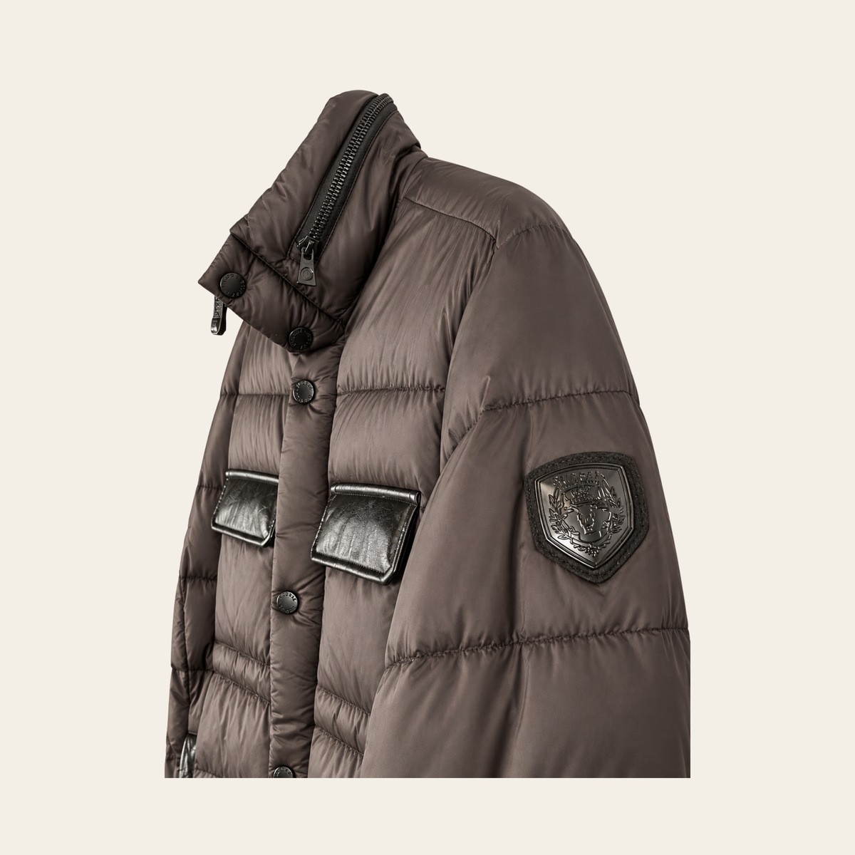 RUDSAK – Doudoune matelassée noire à garnitures en cuir, taille S