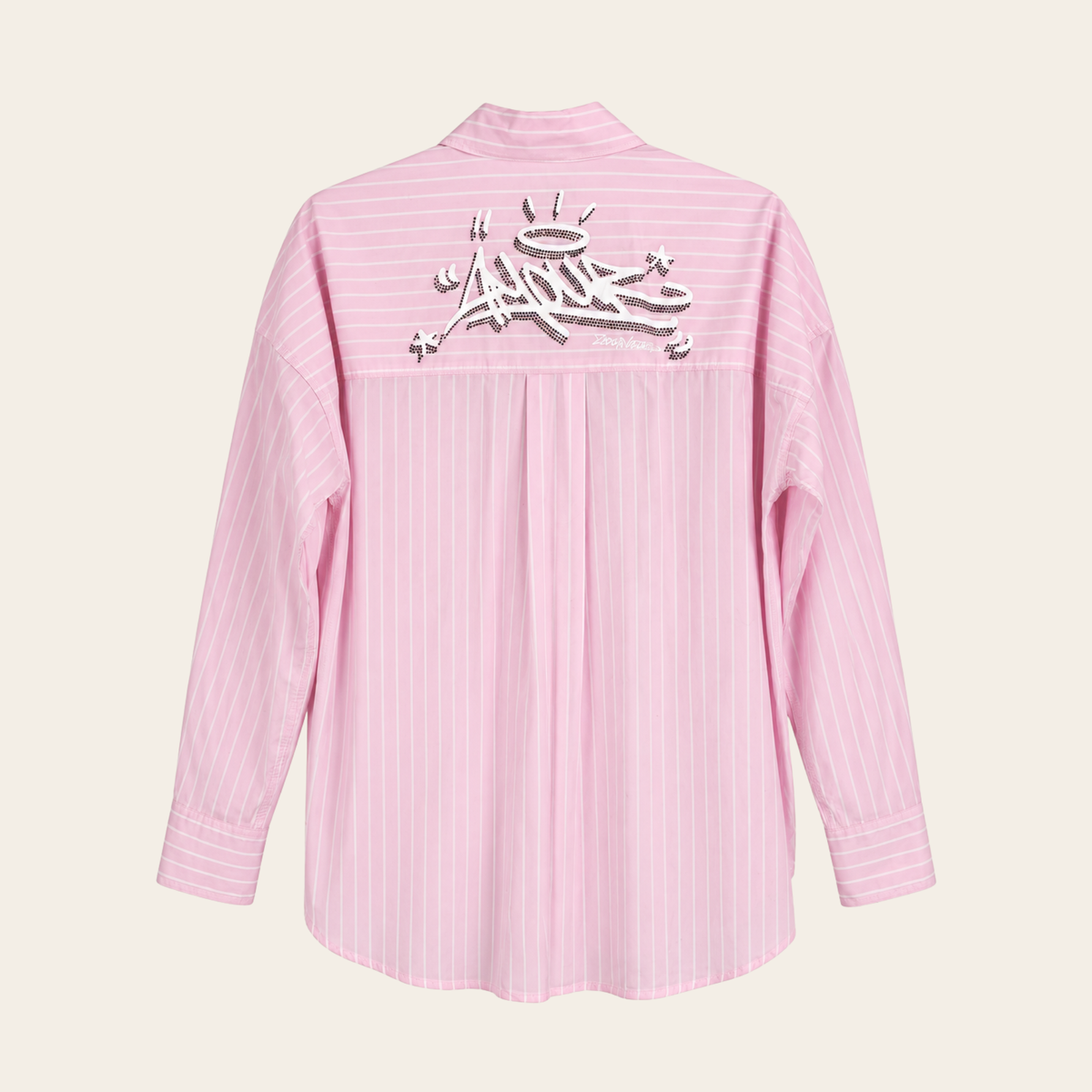 ZADIG & VOLTAIRE – Chemise Tamara Pop Raye à rayures et strass, rose dragée, S