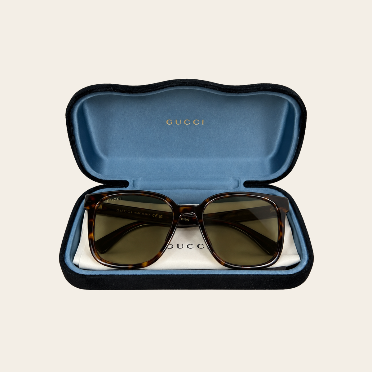 GUCCI — Lunettes de soleil carrées GG1346SK en acétate écaille, Taille 56