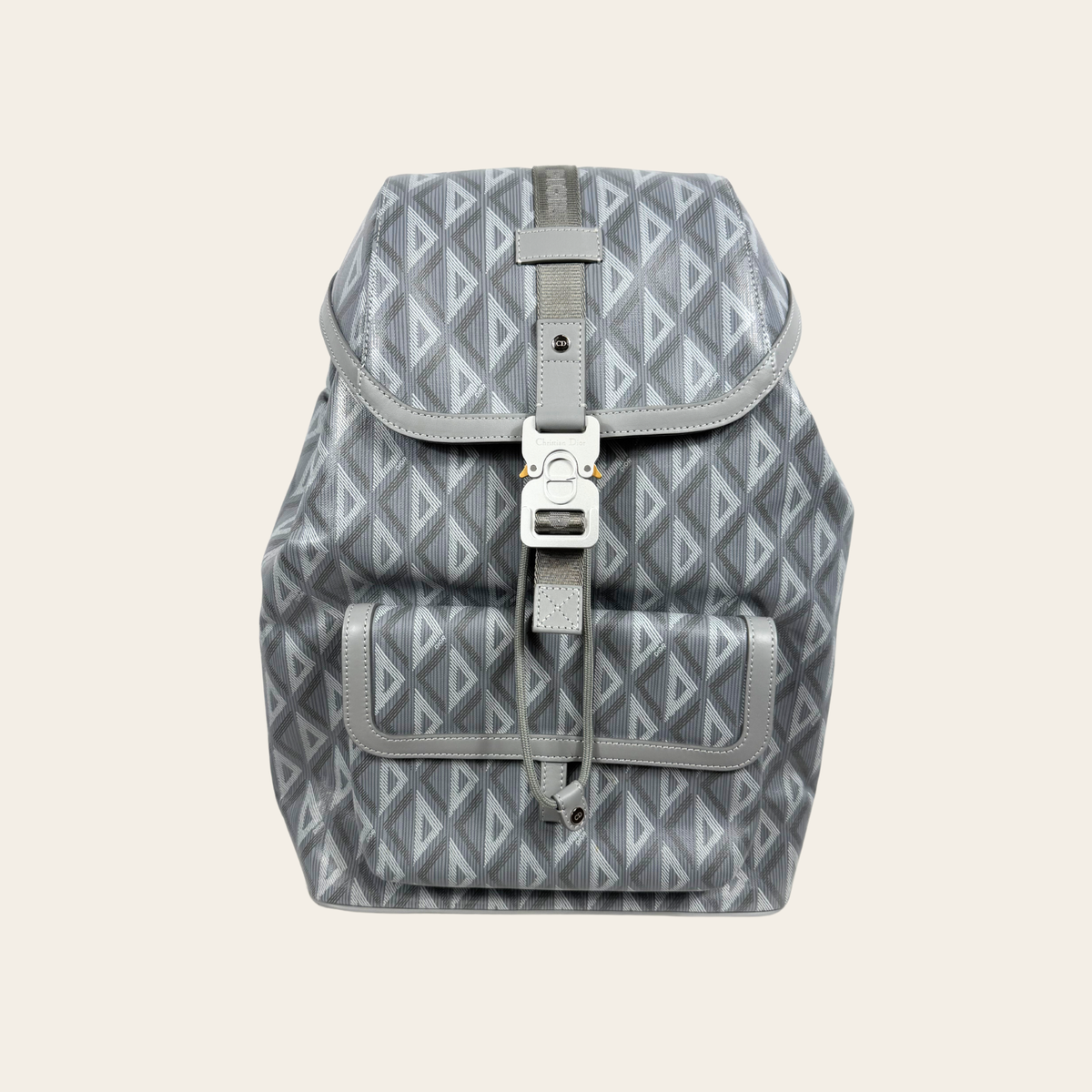 CHRISTIAN DIOR – Sac à dos Hit the Road Large en toile CD Diamond – Gris – Grand modèle