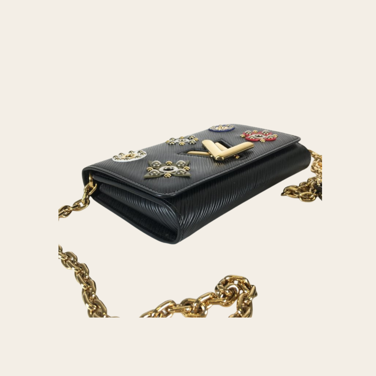 LOUIS VUITTON – Epi Mechanical Flowers Twist Chain Wallet