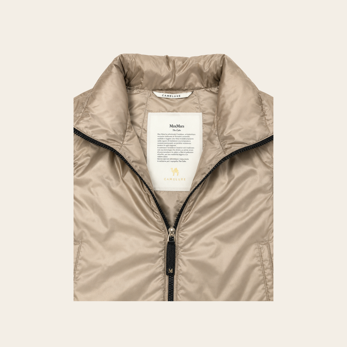 MAX MARA The Cube – Gilet rembourré CAMELUXE en toile technique – Beige doré M