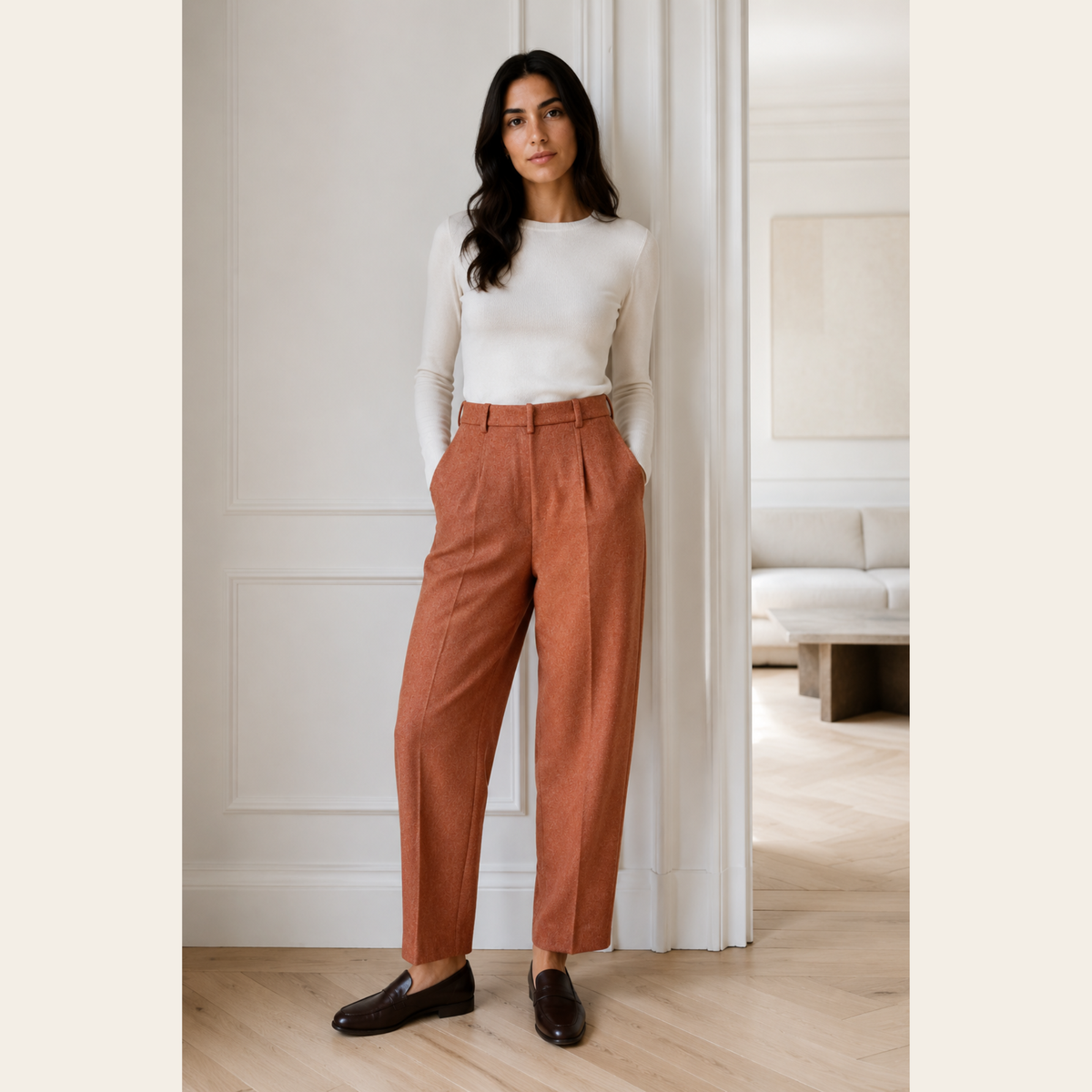 Pantalon Acne Studios Milli en laine rose poudré – Taille S