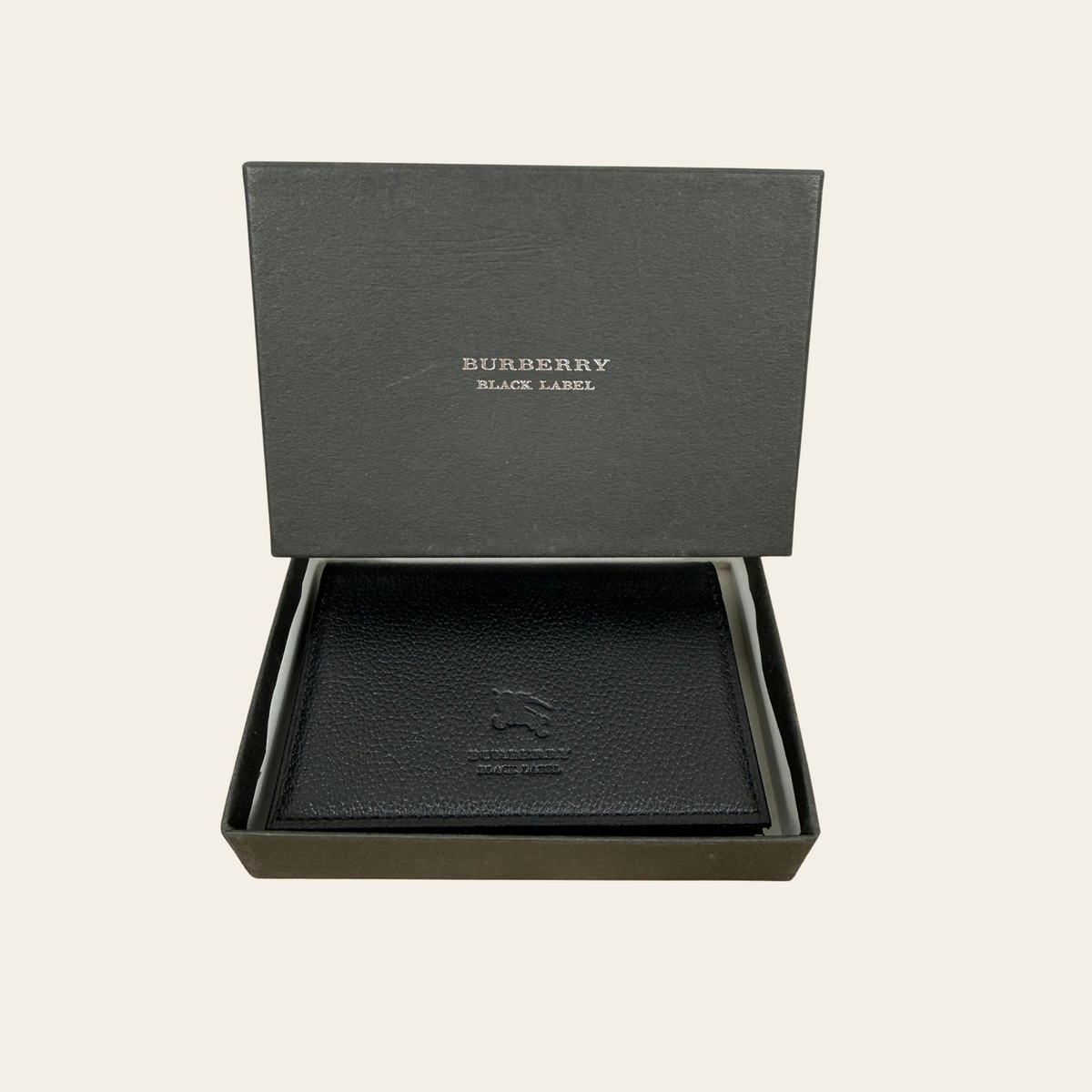 BURBERRY BLACK LABEL — Porte-cartes / porte-cartes de visite en cuir grainé noir