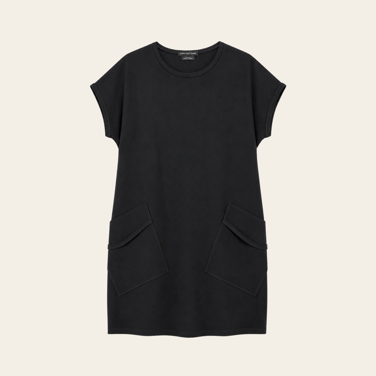 Marie Saint Pierre – Robe tunique noire à poches plaquées structurées – Taille S