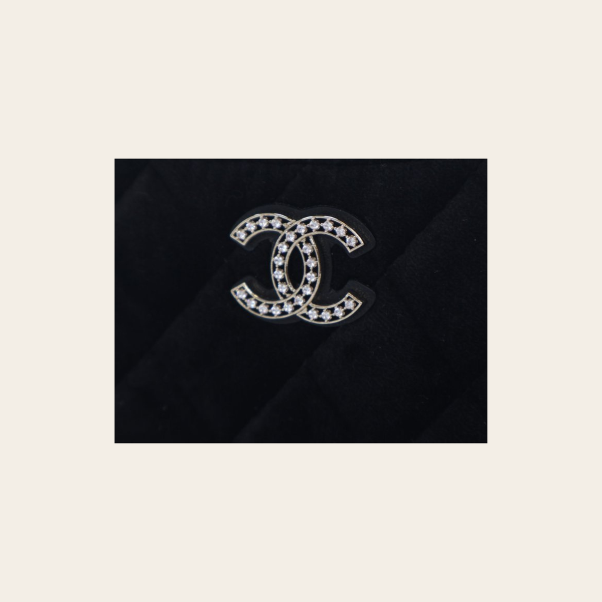 CHANEL – Mini Velvet Crystal CC Quilted Chain Hobo
