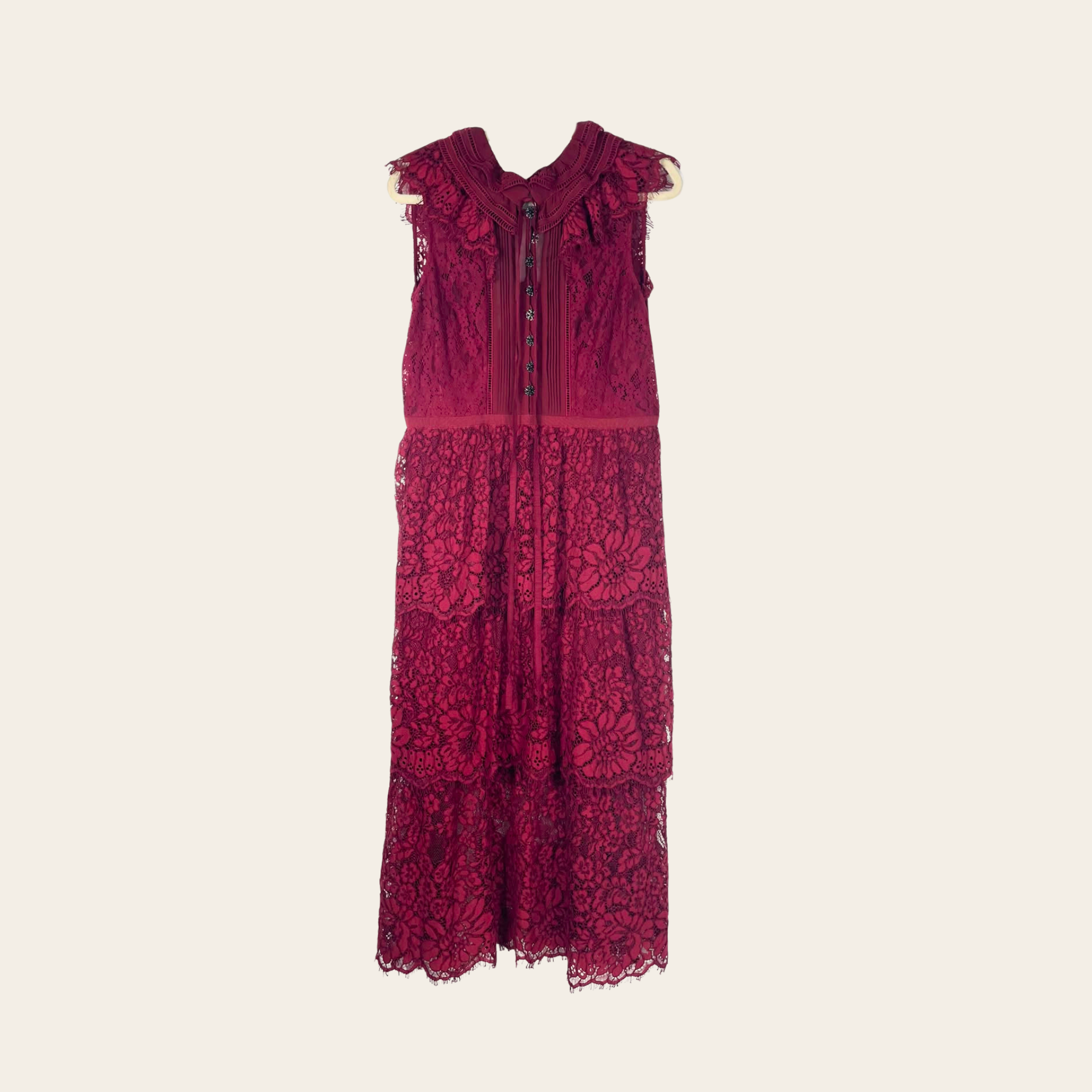 Self-Portrait – Robe Midi en Dentelle Guipure, M