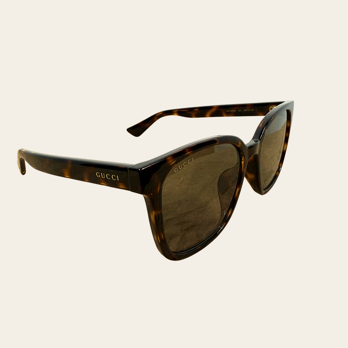 GUCCI — Lunettes de soleil carrées GG1346SK en acétate écaille, Taille 56