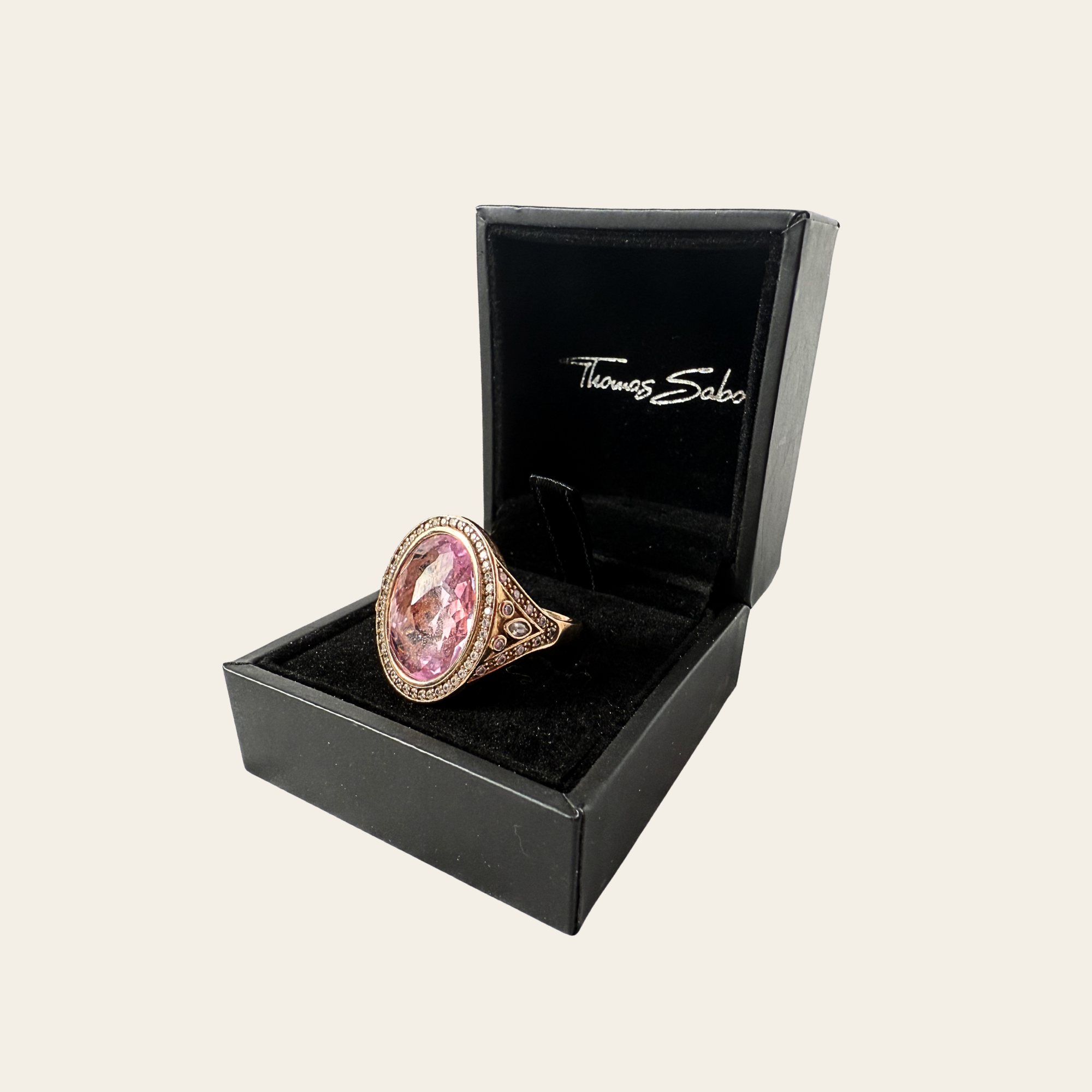 THOMAS SABO Bague Cocktail Rose Gold & Pierre Rose, Taille 7