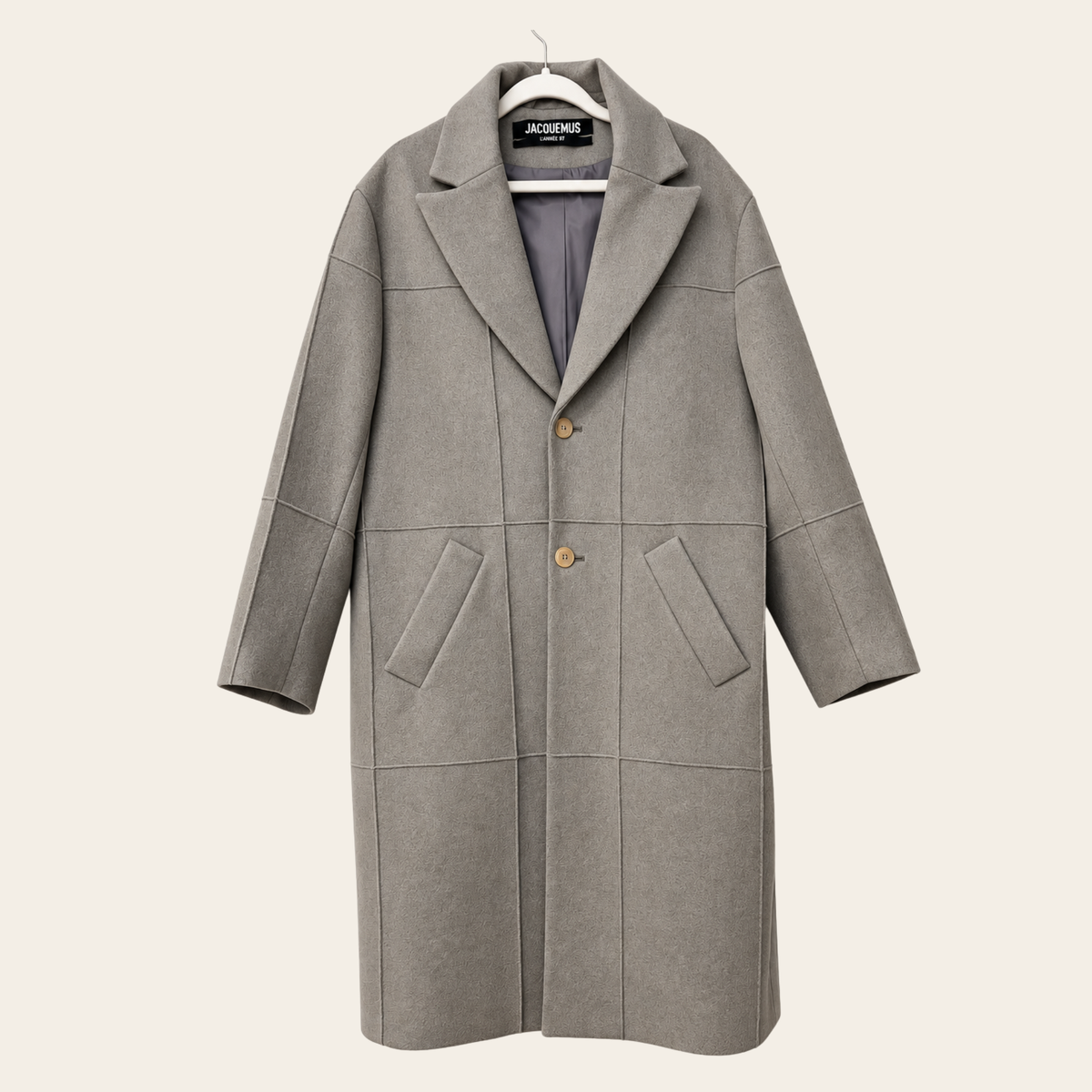 JACQUEMUS — Manteau long gris L’Année 97 en laine, taille 38
