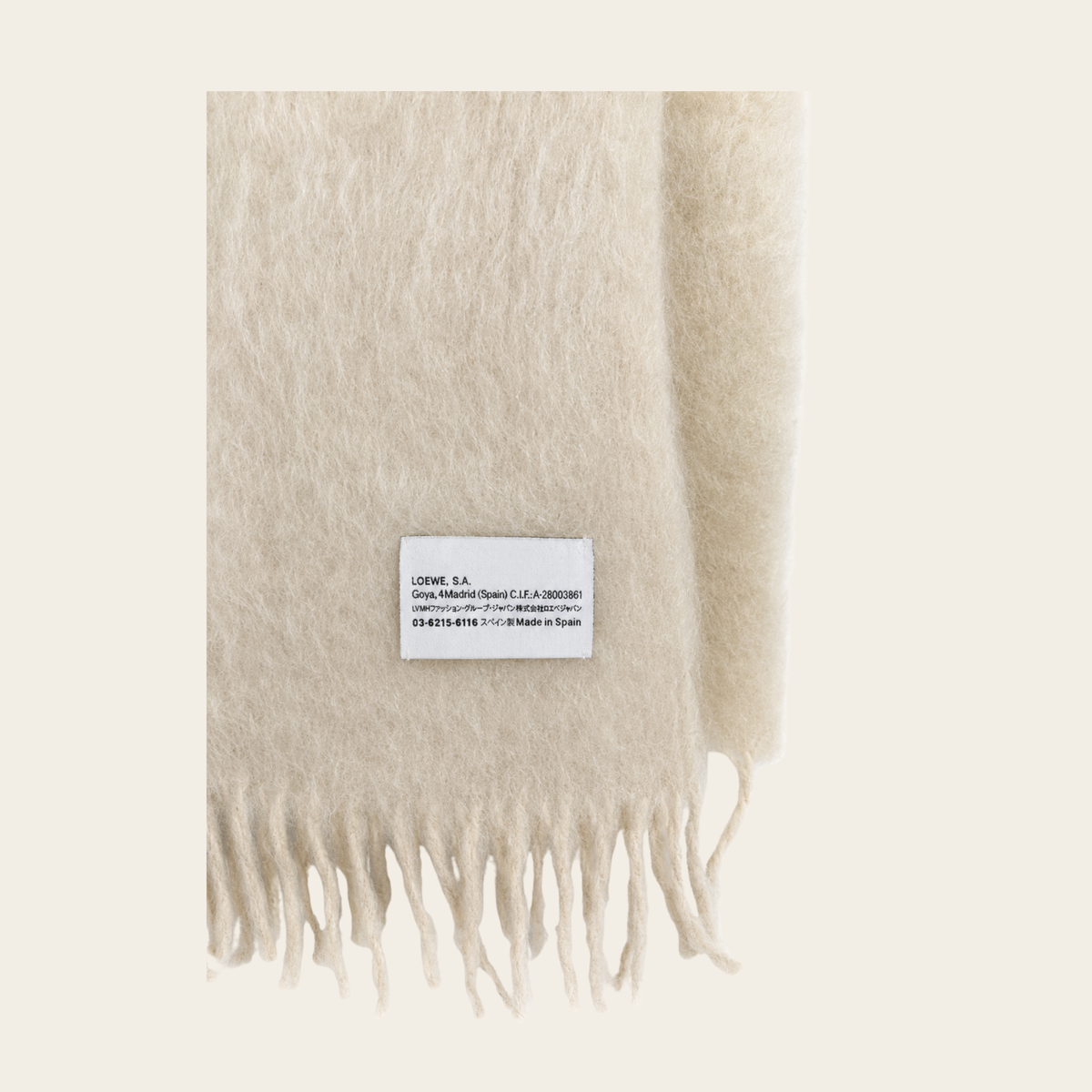 ÉCHARPE ANAGRAM LOEWE EN MOHAIR ET LAINE IVOIRE