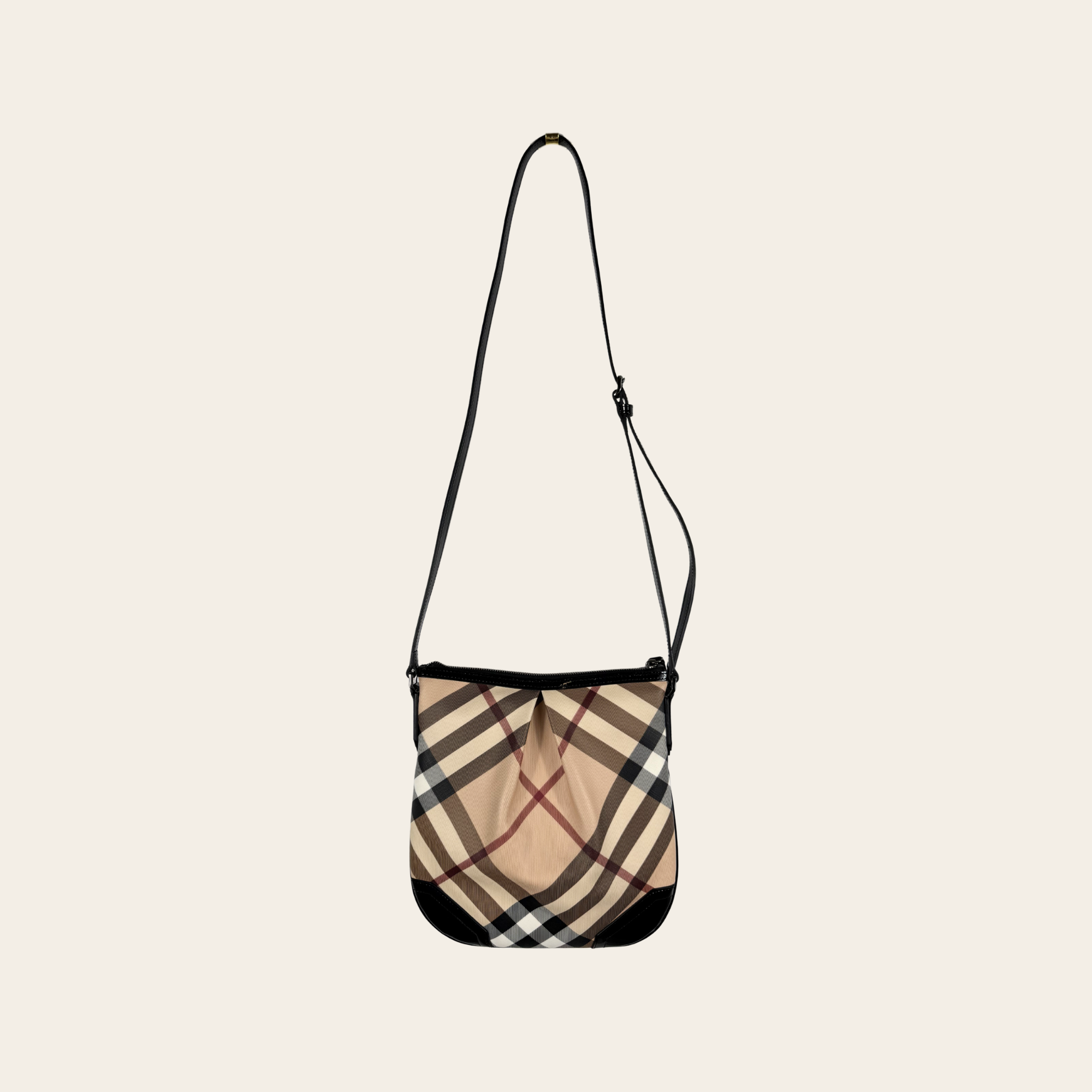 Burberry – Nova Check Patent Leather Crossbody Bag