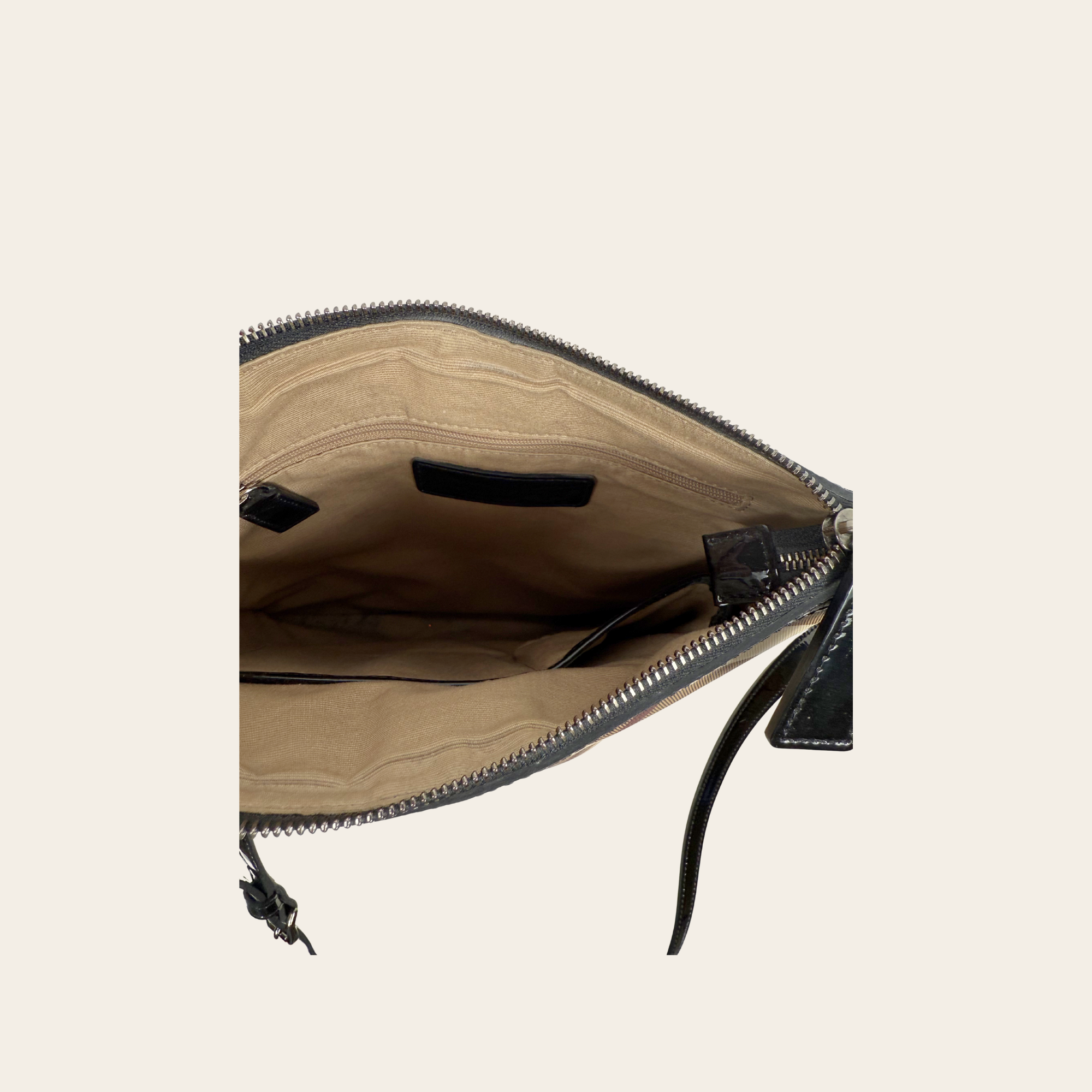 Burberry – Nova Check Patent Leather Crossbody Bag