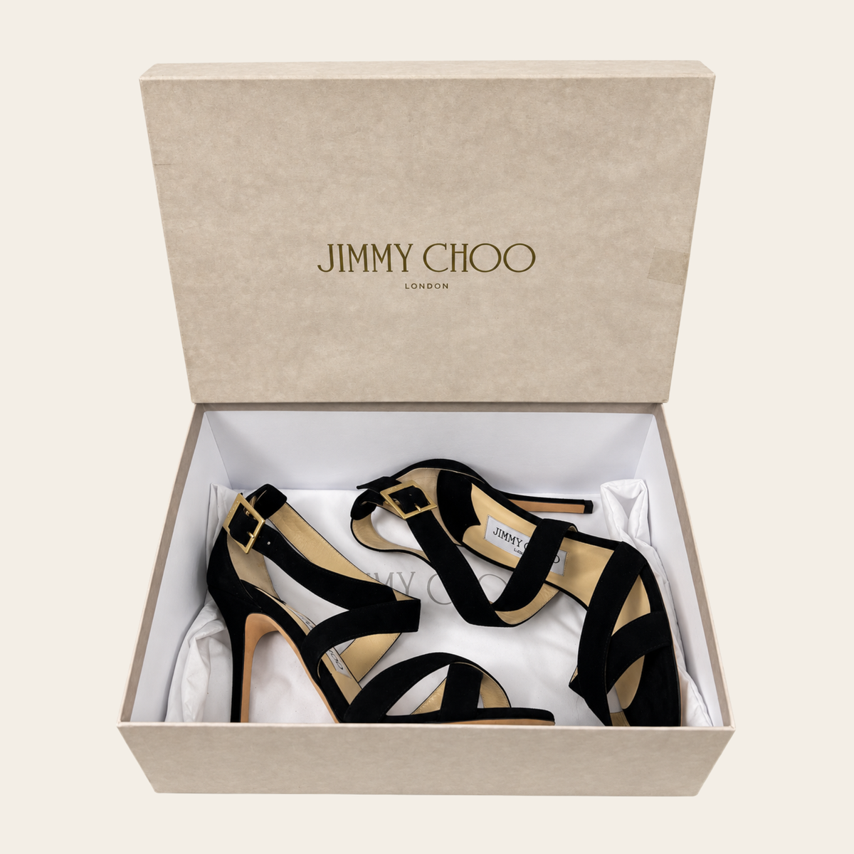Jimmy Choo – Sandales Lottie 100 en suède noir, 36.5