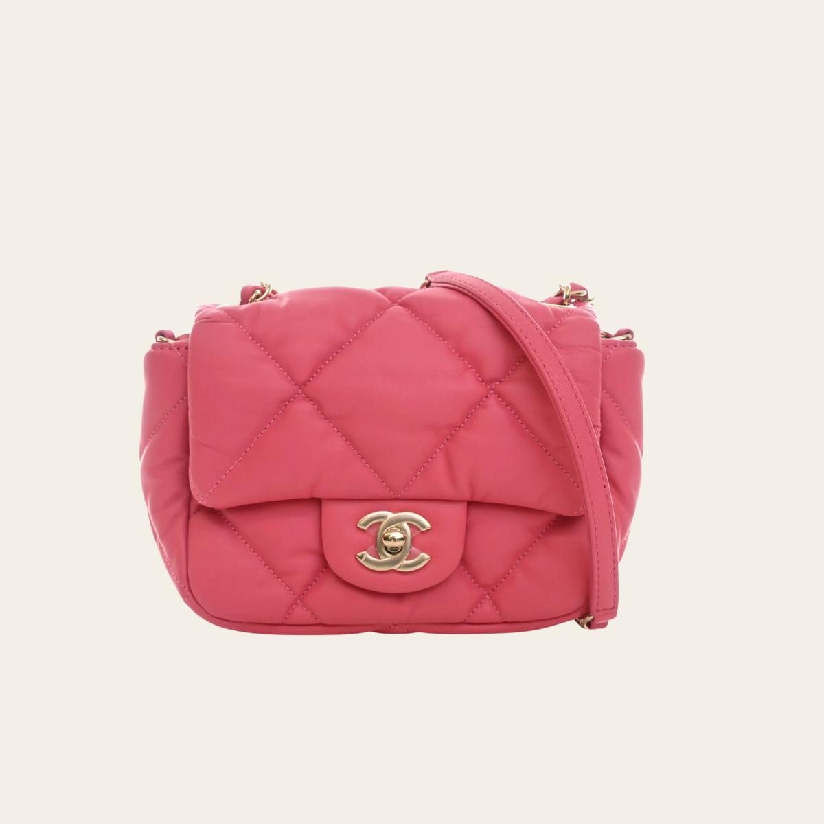 CHANEL Mini Calfskin Square Bubbly Flap Bag