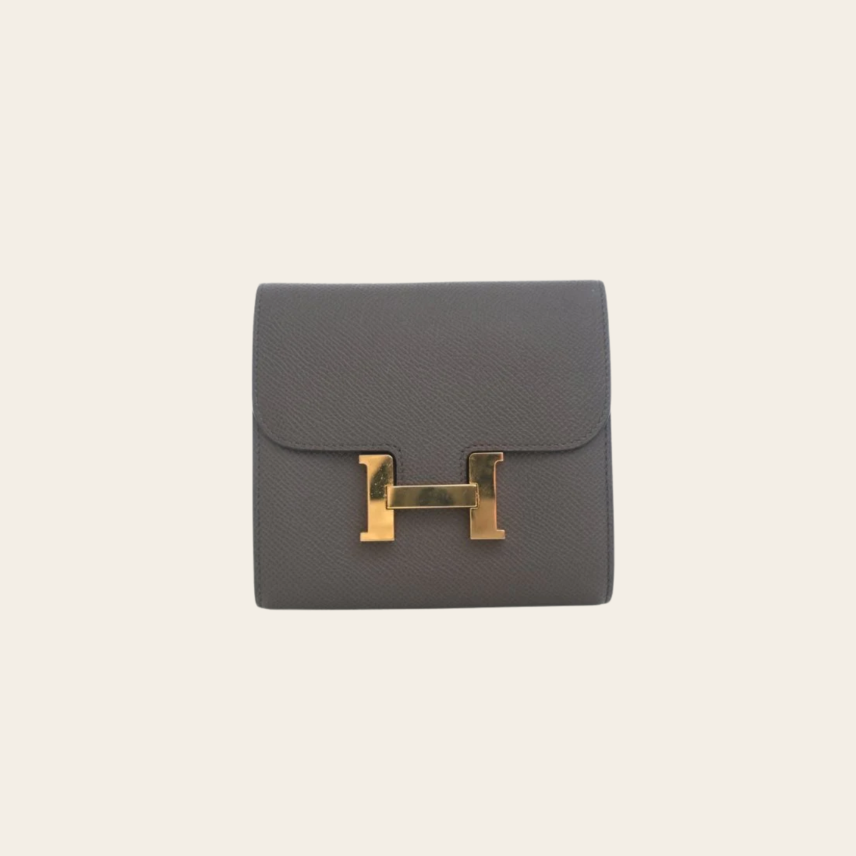 HERMÈS – Portefeuille Constance Compact en cuir Epsom Étoupe, Taille Compacte