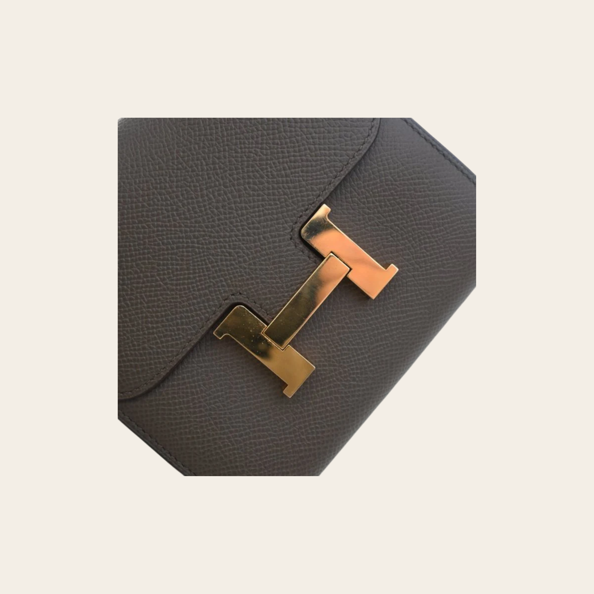 HERMÈS – Portefeuille Constance Compact en cuir Epsom Étoupe, Taille Compacte