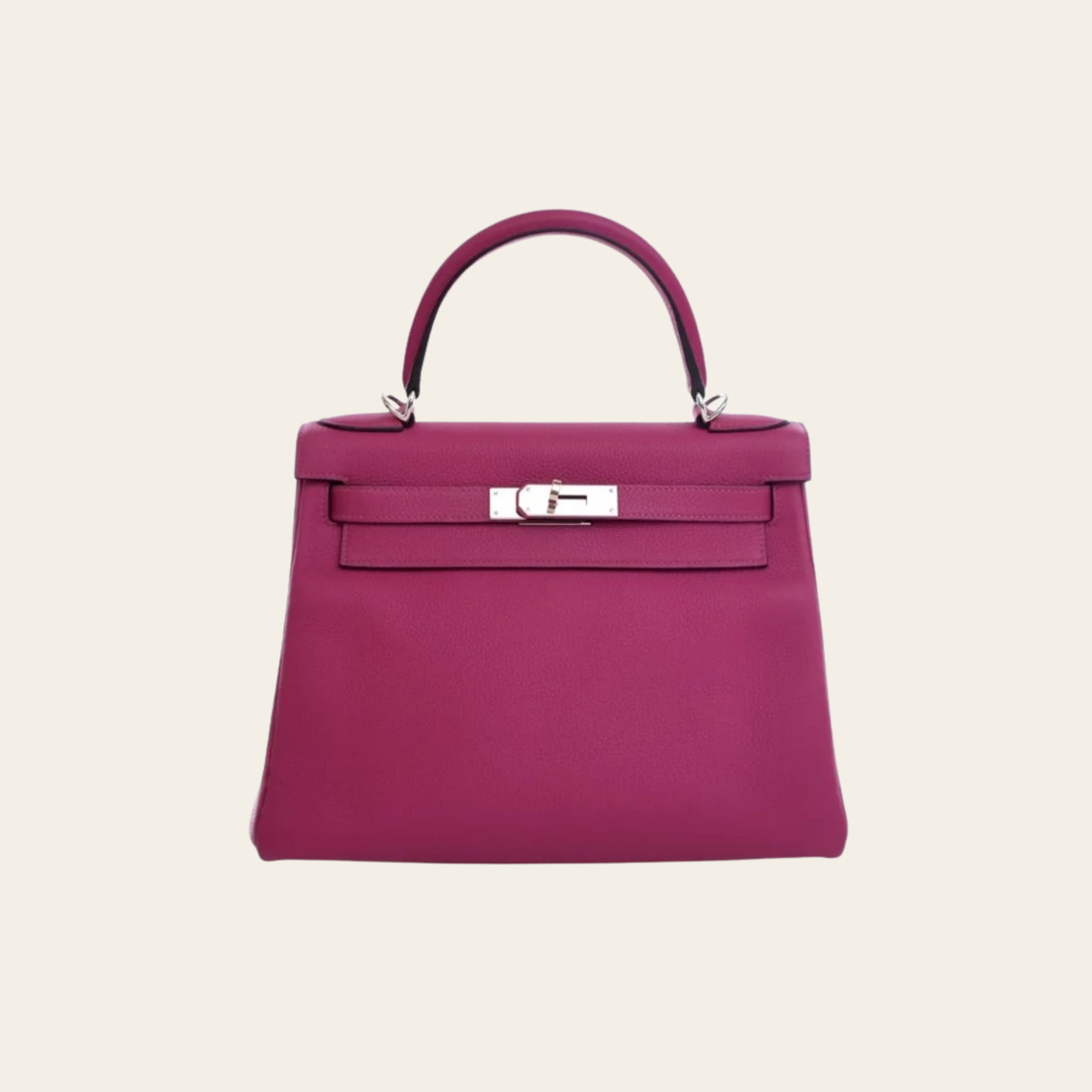HERMÈS Kelly 28 Retourne en cuir Togo Rose Pourpre