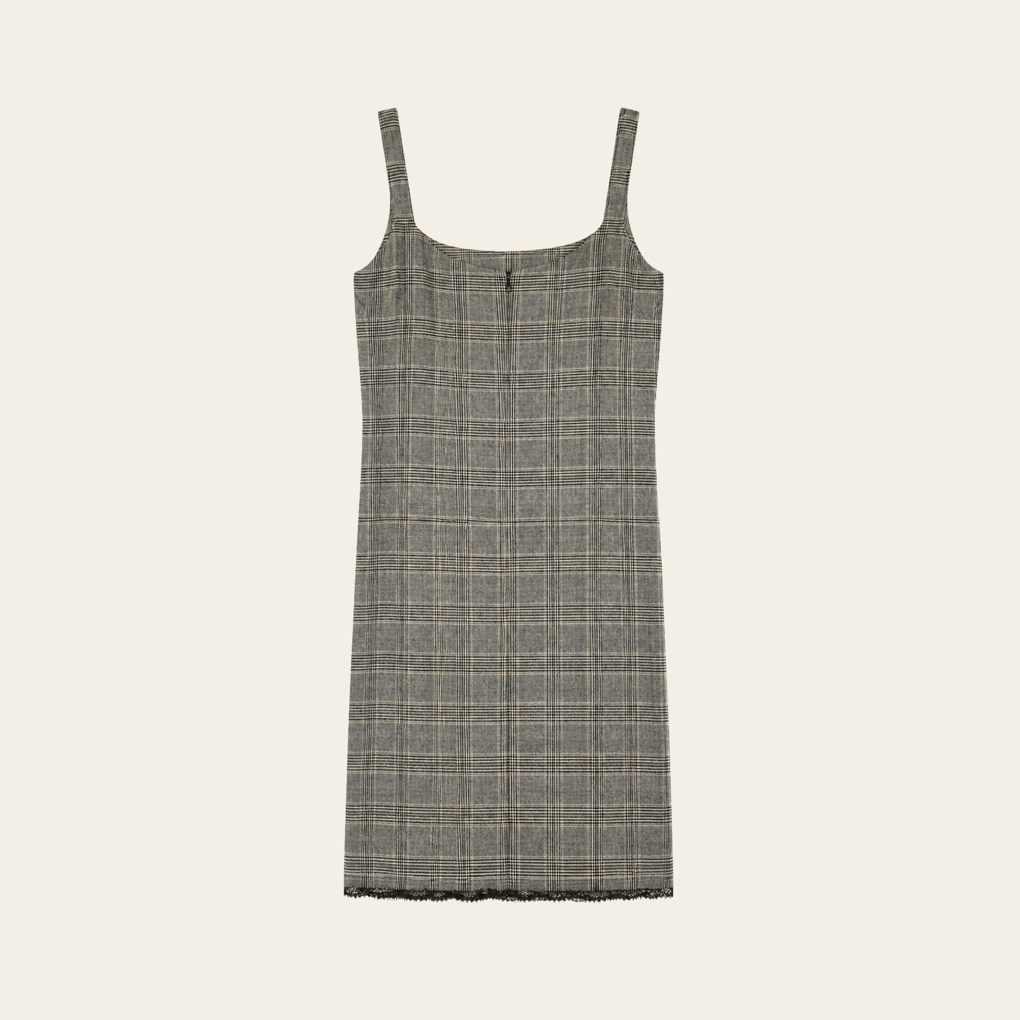 D&G DOLCE & GABBANA – Robe Midi Prince-de-Galles en Laine & Soie