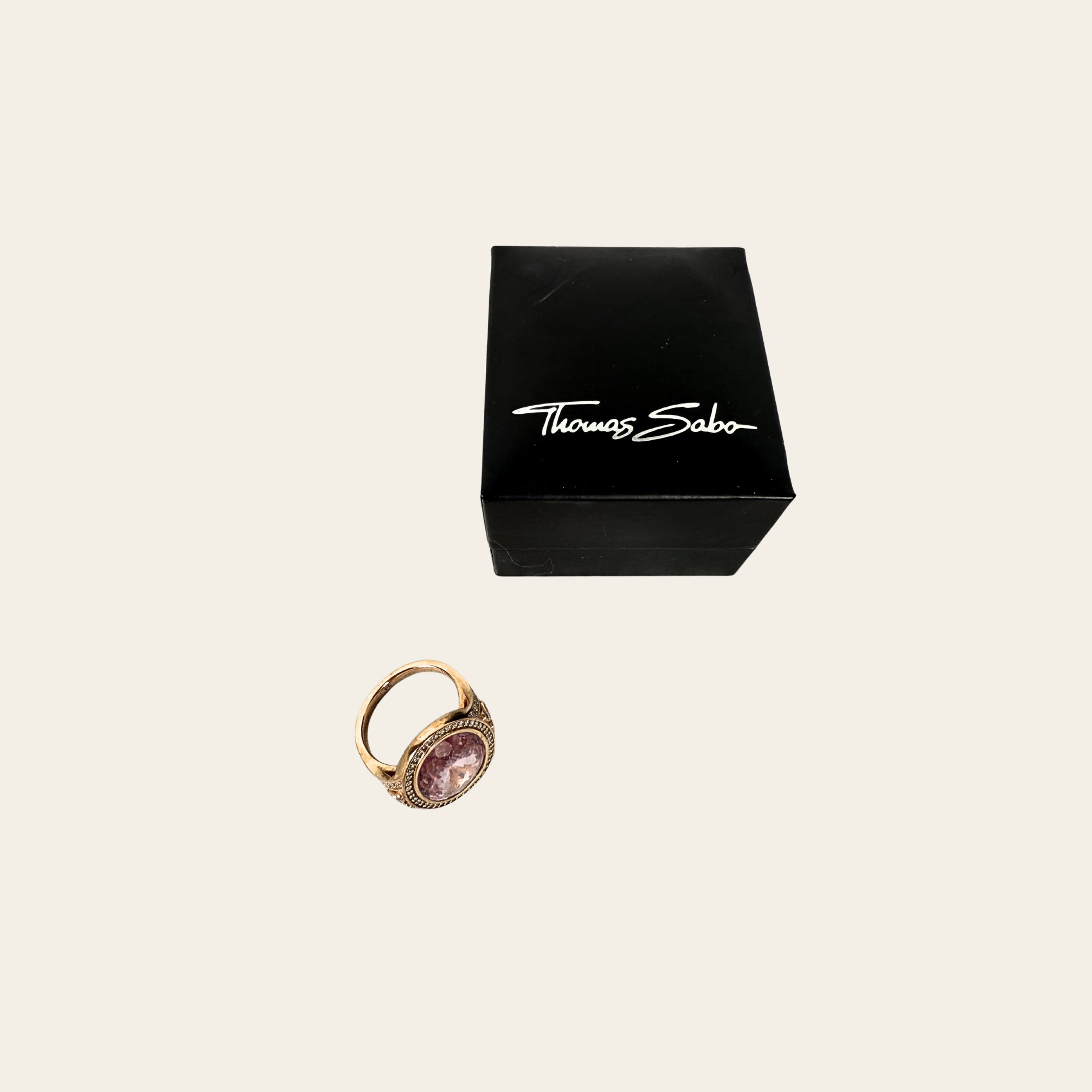 THOMAS SABO Bague Cocktail Rose Gold & Pierre Rose, Taille 7