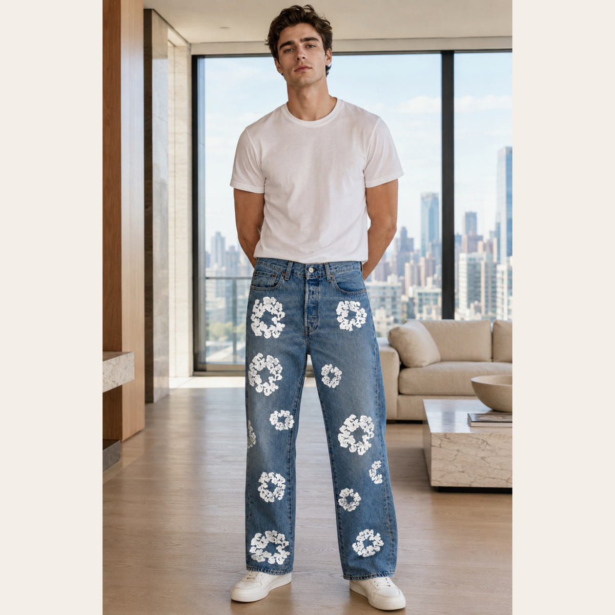 DENIM TEARS x LEVI’S – Jean 501 « The Cotton Wreath » – Light Wash – Taille W32 L32