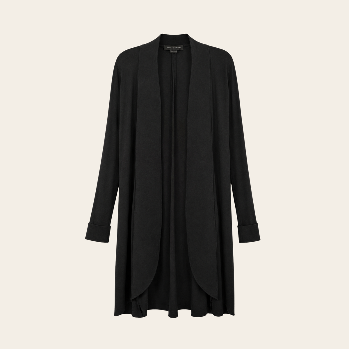 MARIE SAINT PIERRE – Cardigan long ouvert en double jersey – Noir – Taille 6 (XL)