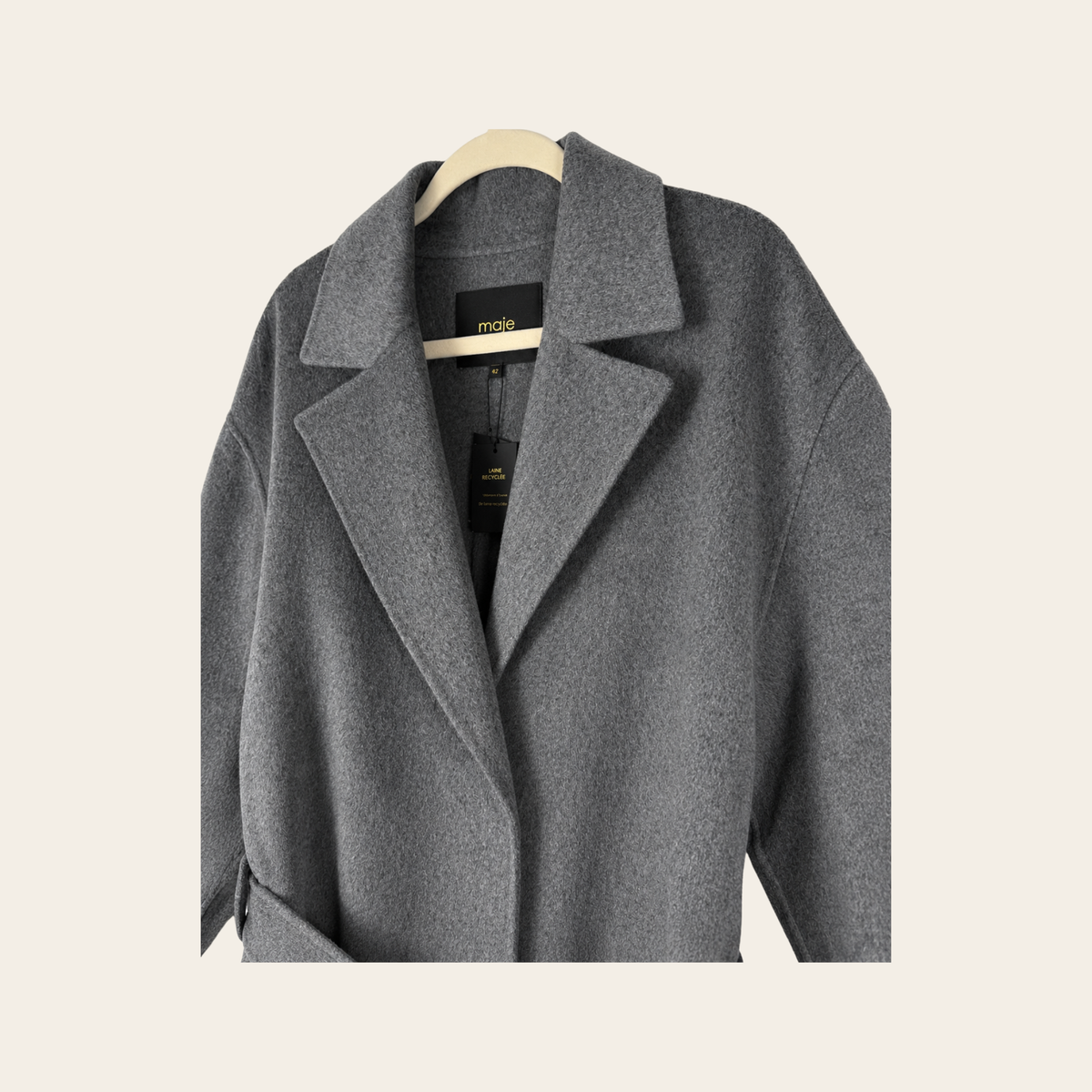MAJE – Manteau Long Double Face à Strass, Taille 42