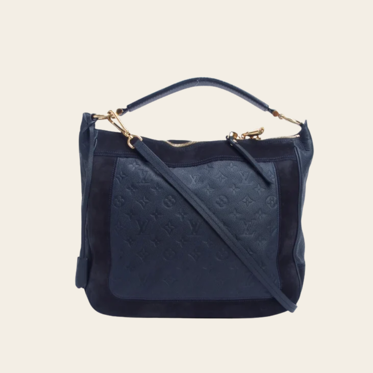LOUIS VUITTON — Sac Audacieuse MM en cuir Monogram Empreinte bleu marine foncé, taille M