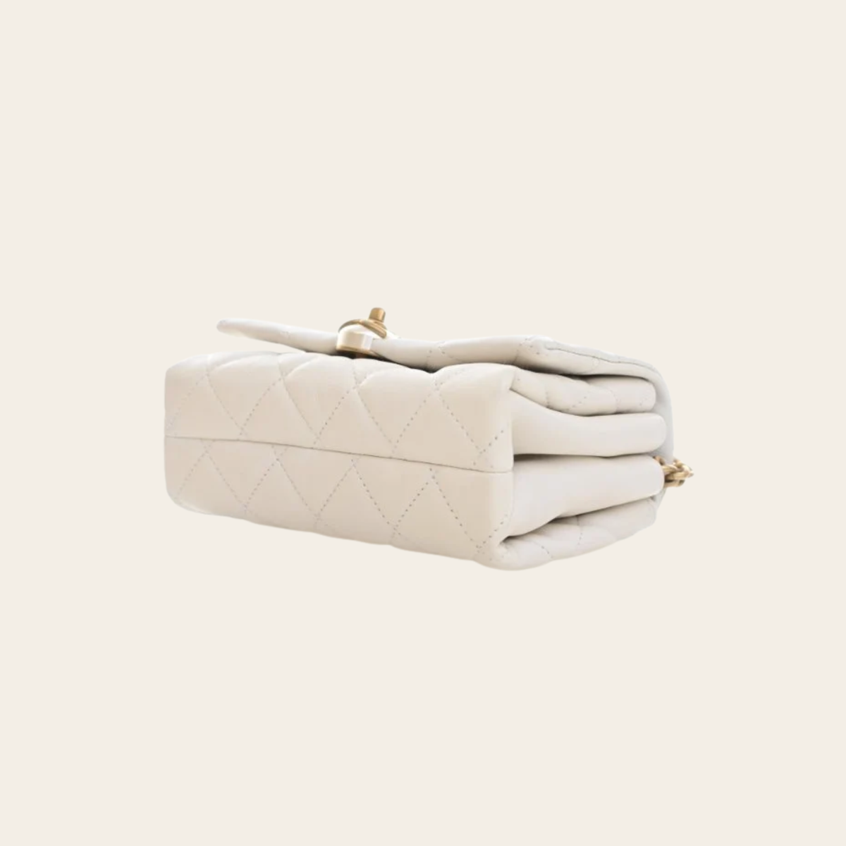 CHANEL – Mini Sac à Rabat Accordion Pearl CC en Agneau Blanc