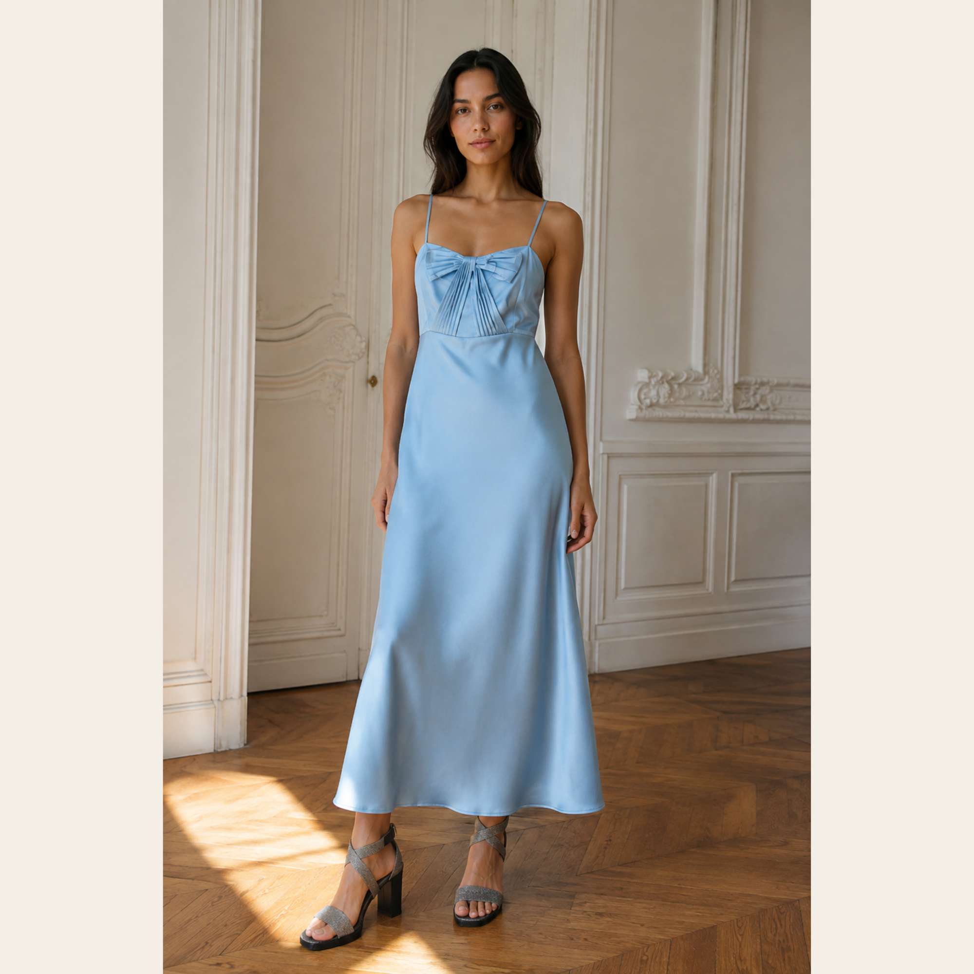 SANDRO – Robe Midi Satinée “Cinderella”, Taille 38
