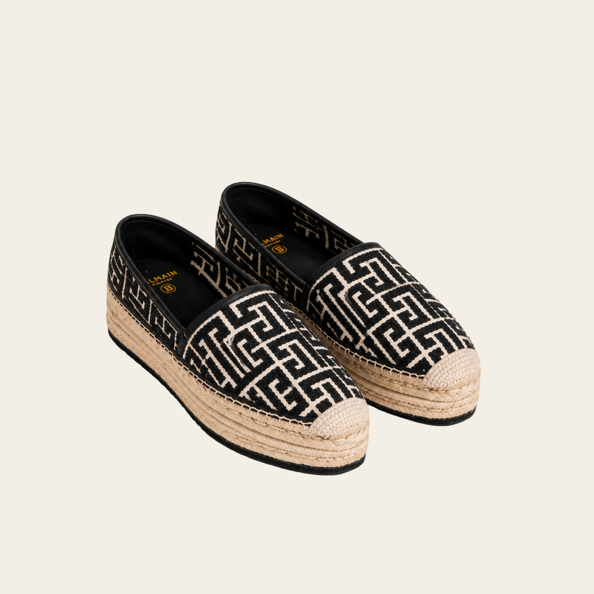 BALMAIN – Espadrilles Monogram PB, Taille 37,5