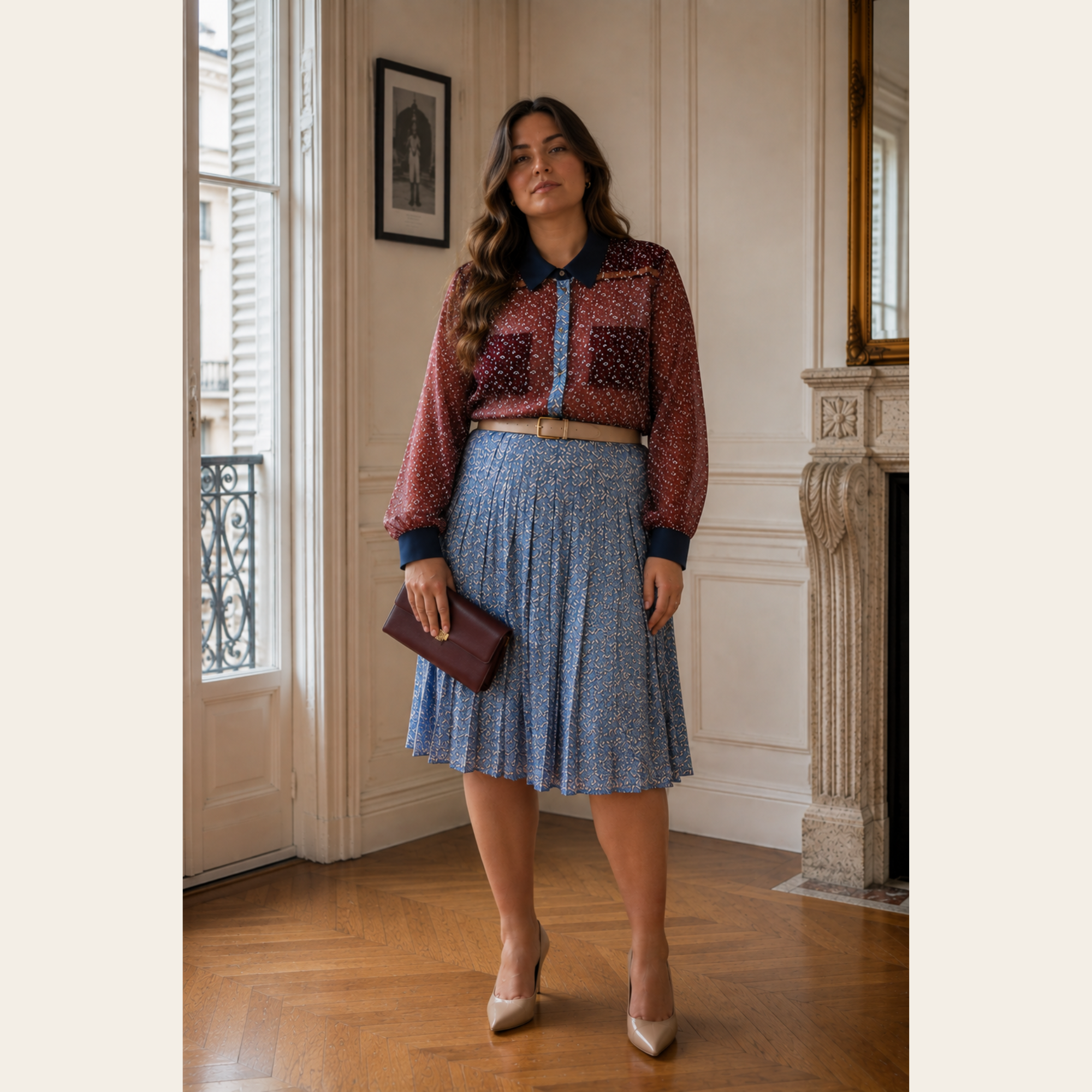 BURBERRY - Robe chemise monogramme TB en soie plissée