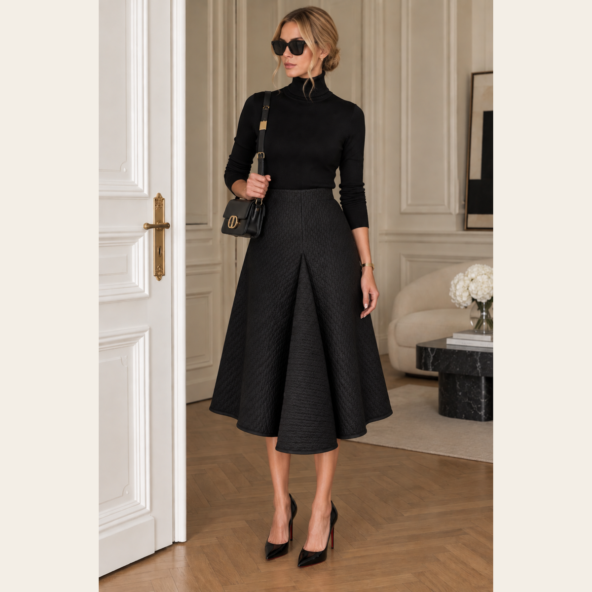 VICTORIA BECKHAM - Asymmetric Textured Midi Skirt