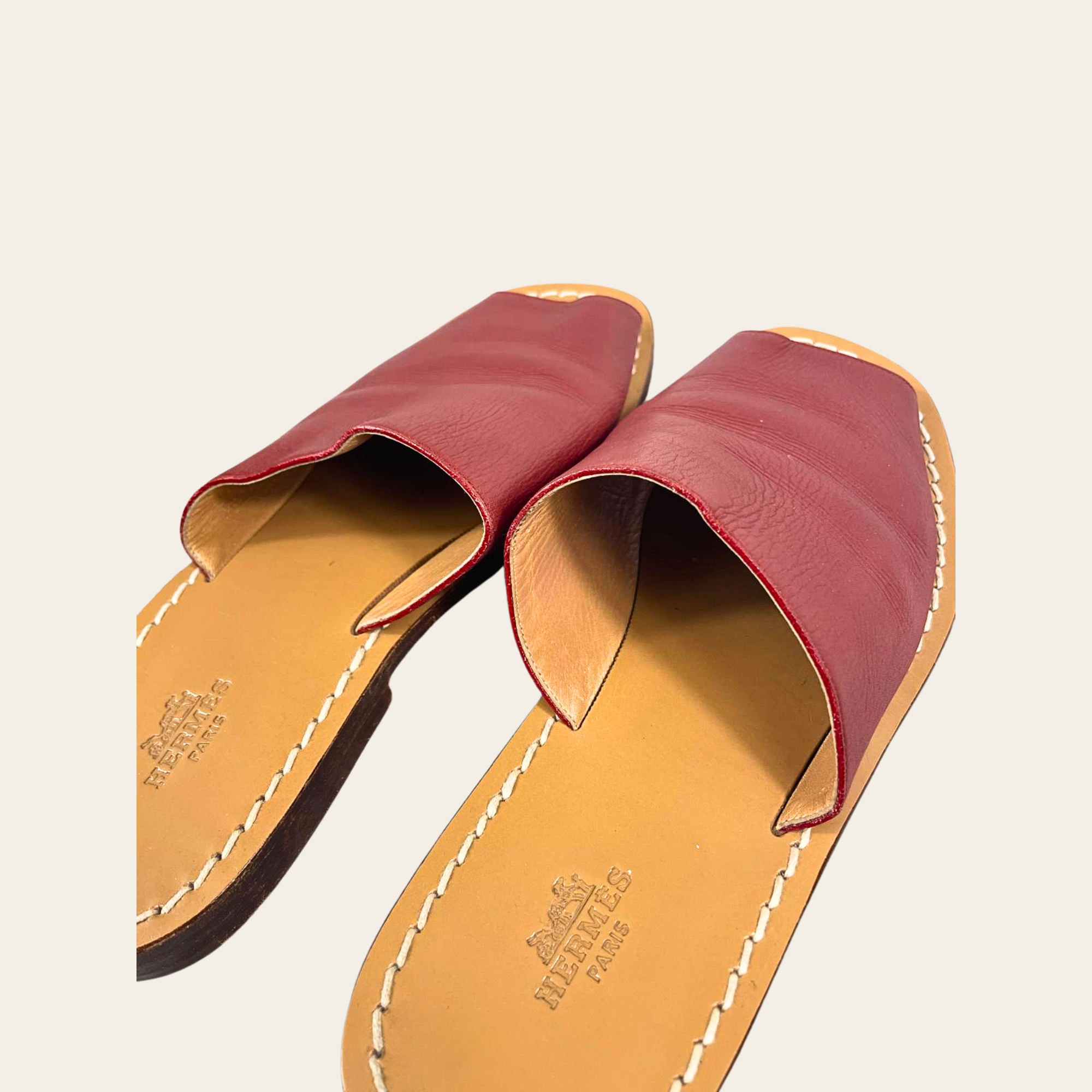 Sandales Hermès Chypre Rouge Bordeaux, 39.5