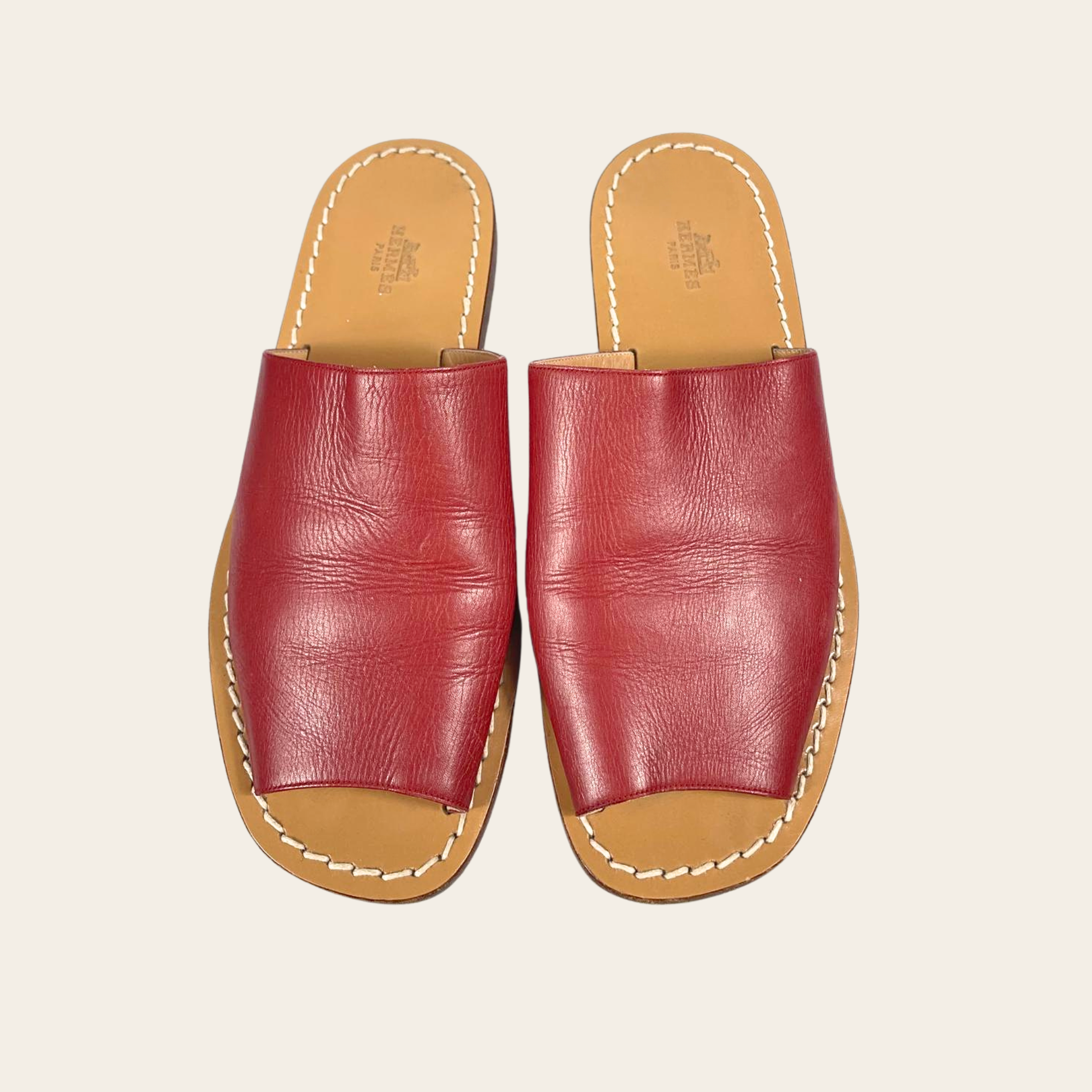 Sandales Hermès Chypre Rouge Bordeaux, 39.5