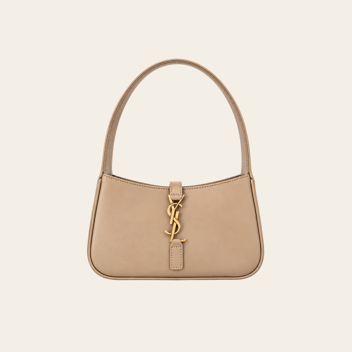 SAINT LAURENT — Le 5 à 7 Mini Hobo en cuir, Dark Beige