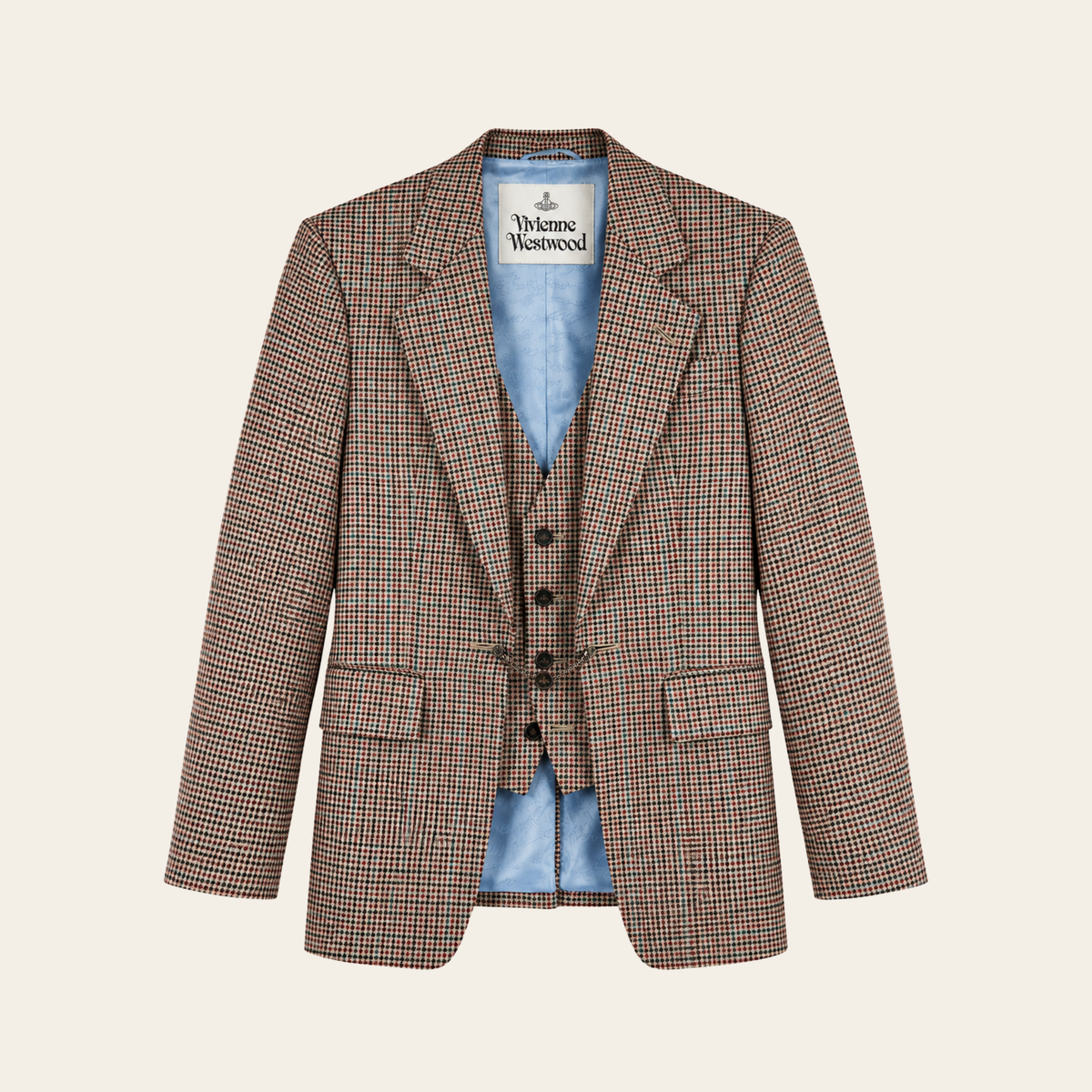 VIVIENNE WESTWOOD — Waistcoat Jacket en laine tartan avec gilet intégré, Taille IT 52