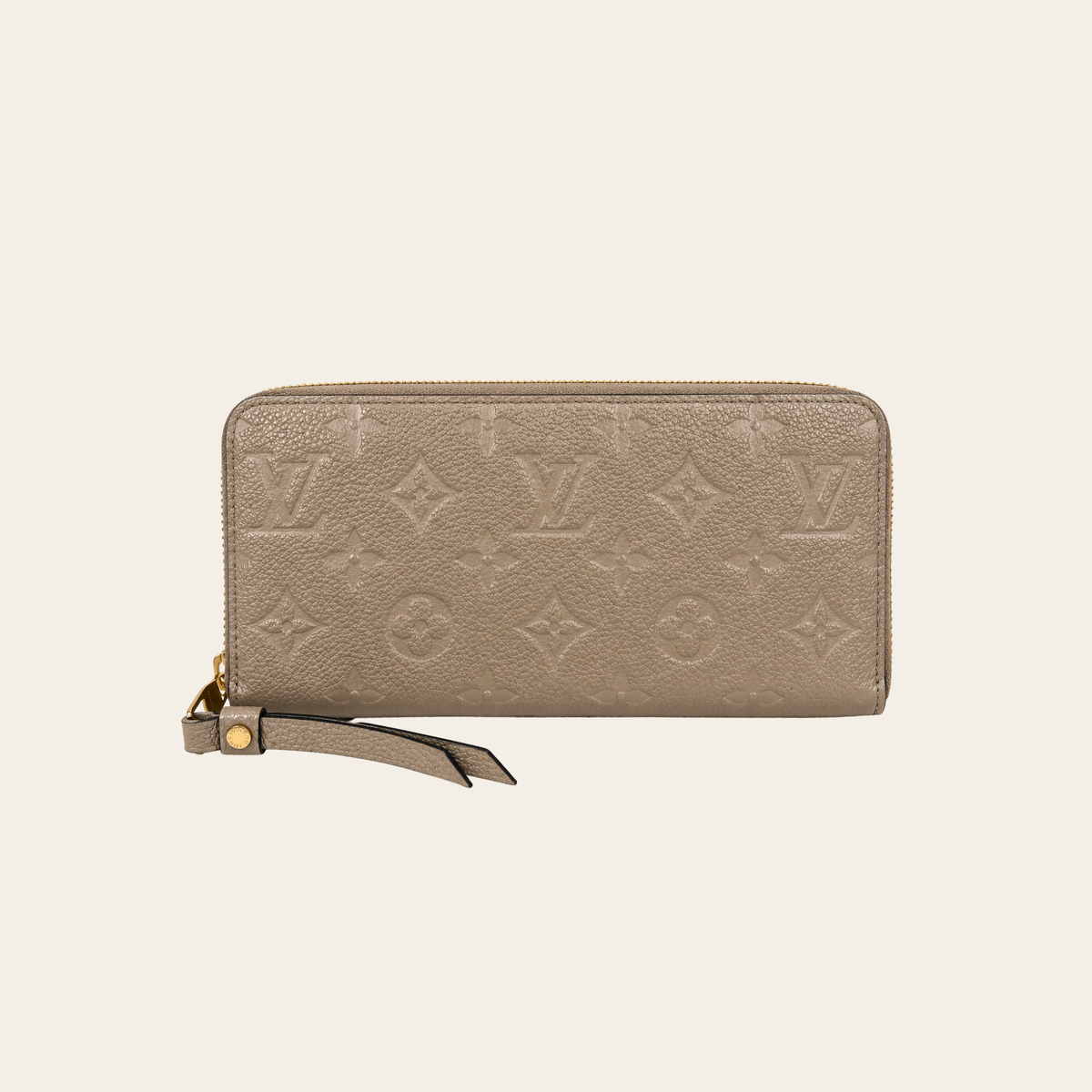 LOUIS VUITTON — Portefeuille Zippy en cuir Monogram Empreinte, Taupe
