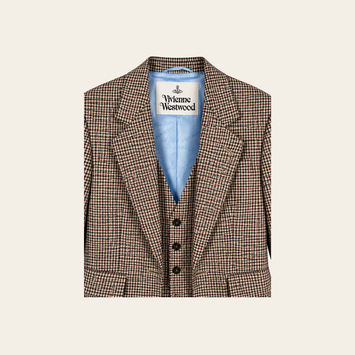 VIVIENNE WESTWOOD — Waistcoat Jacket en laine tartan avec gilet intégré, Taille IT 52