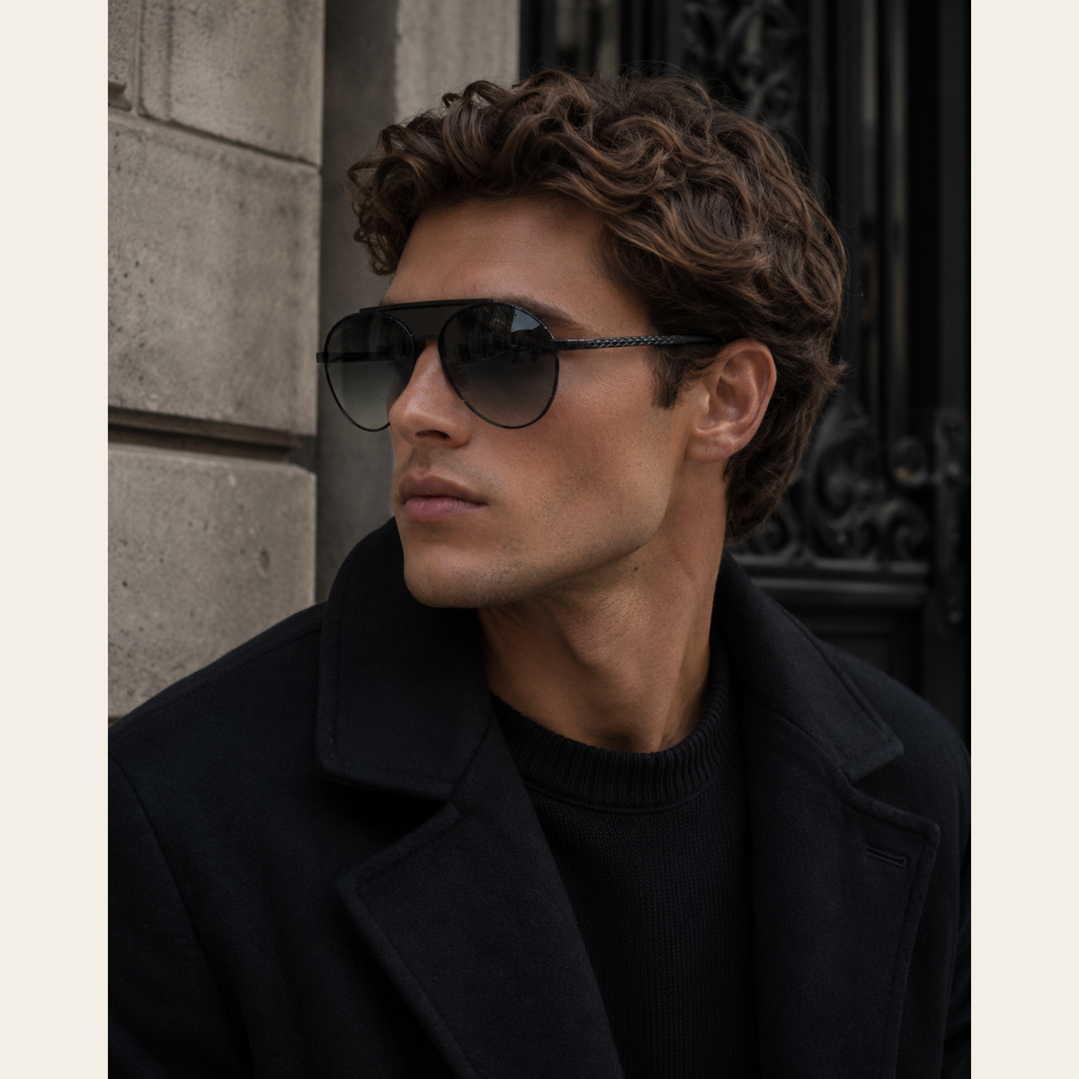 JIMMY CHOO-AVE/S 807 Black Aviator Sunglasses