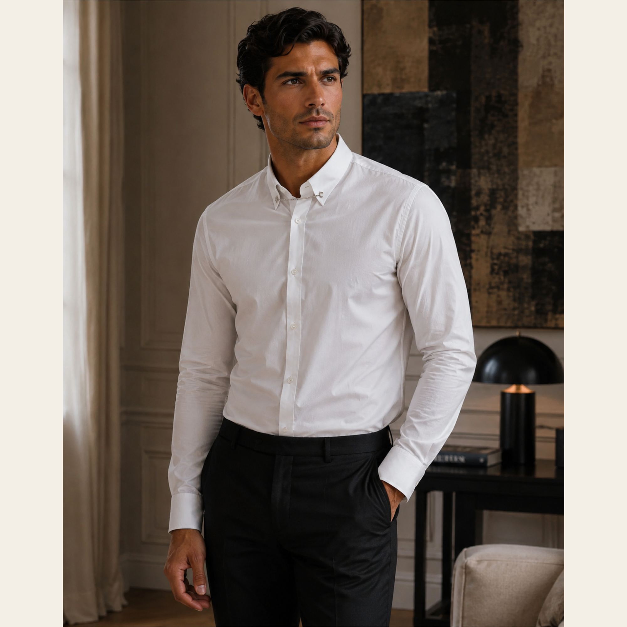 GUCCI - Cotton Shirt with Horsebit Collar Detail, S