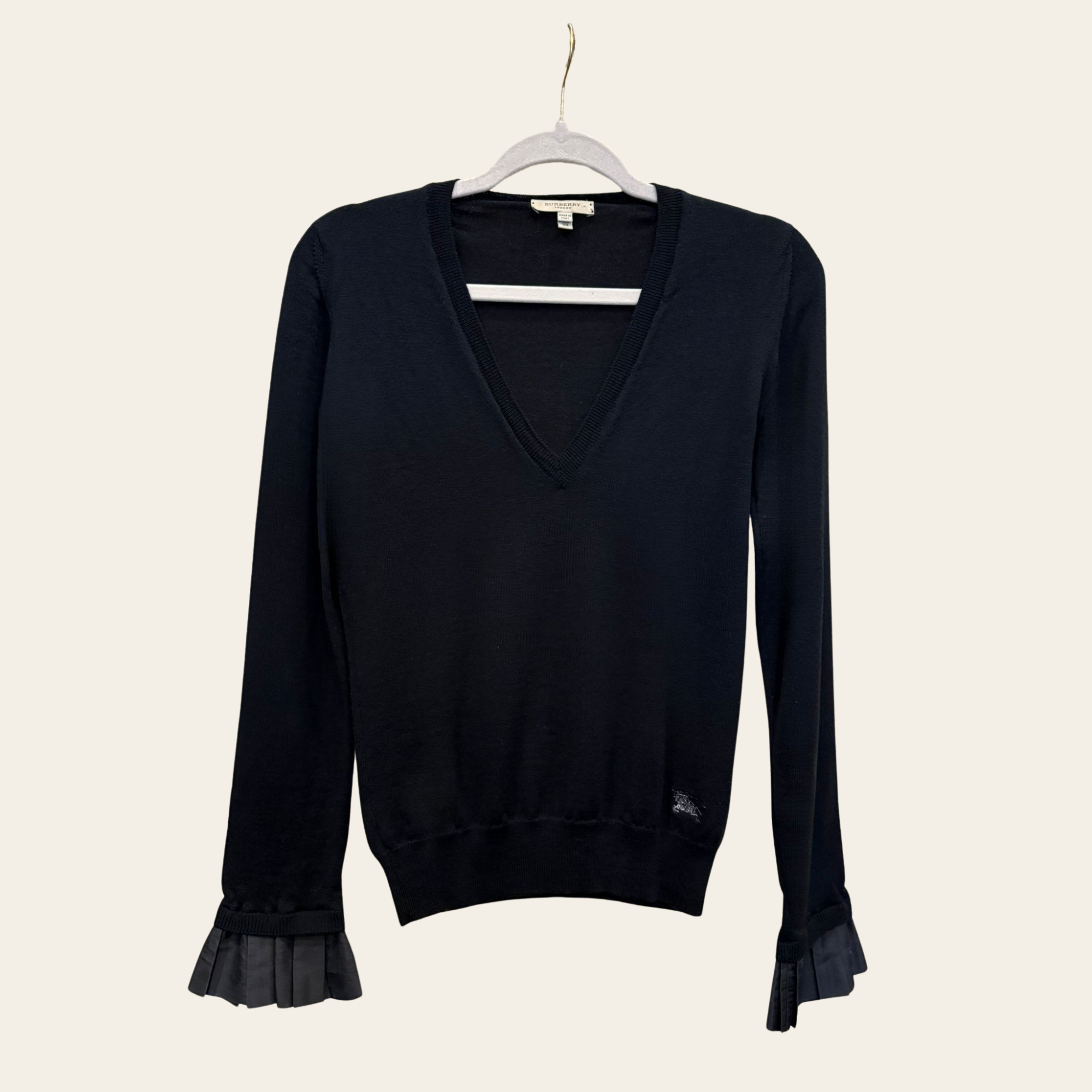 BURBERRY - Pull en laine à col V SMALL