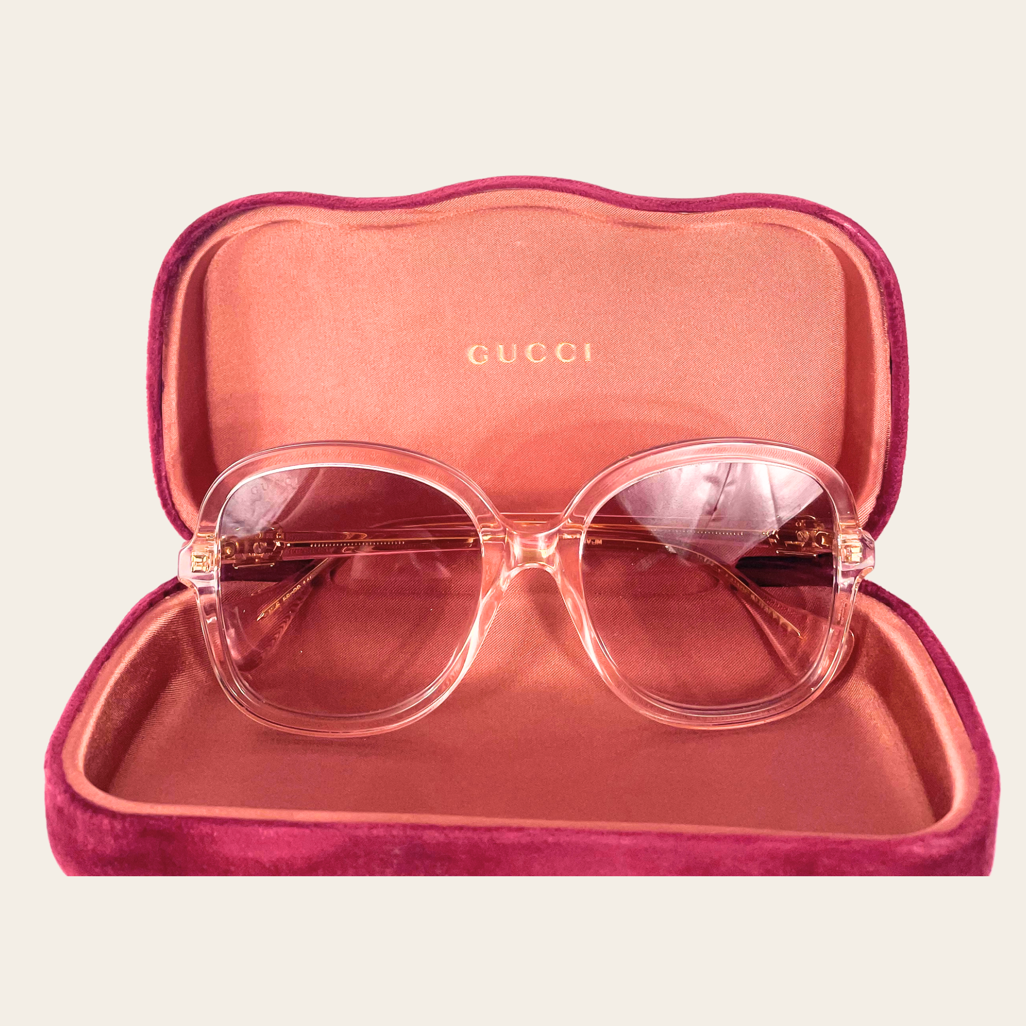 Gucci GG0818SA Oversized Sunglasses Rose Transparent
