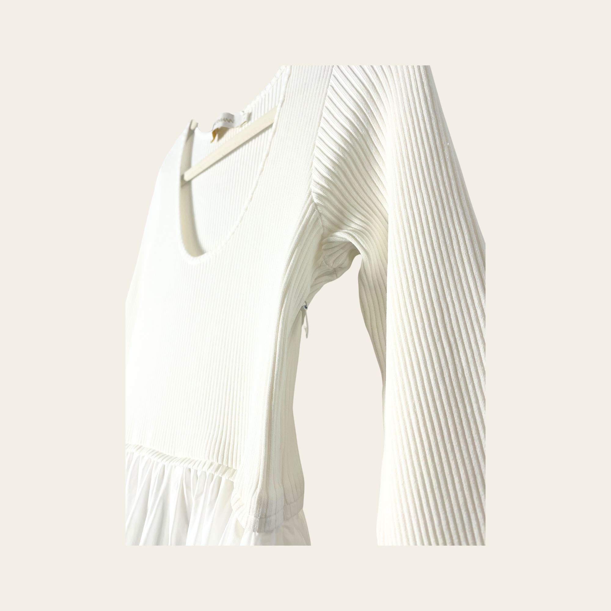 Zimmermann Rib Knit & Cotton Maxi Dress Blanc Cassé, L