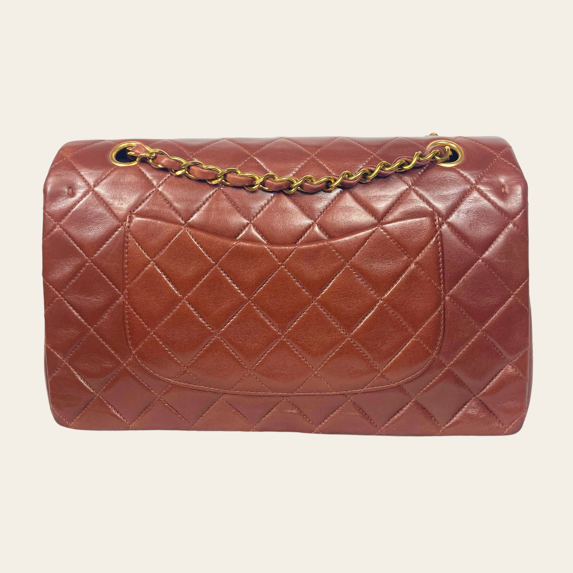 CHANEL-Classic Medium Double Flap 24K Cuir d’Agneau Matelassé Marron (1996-1997)
