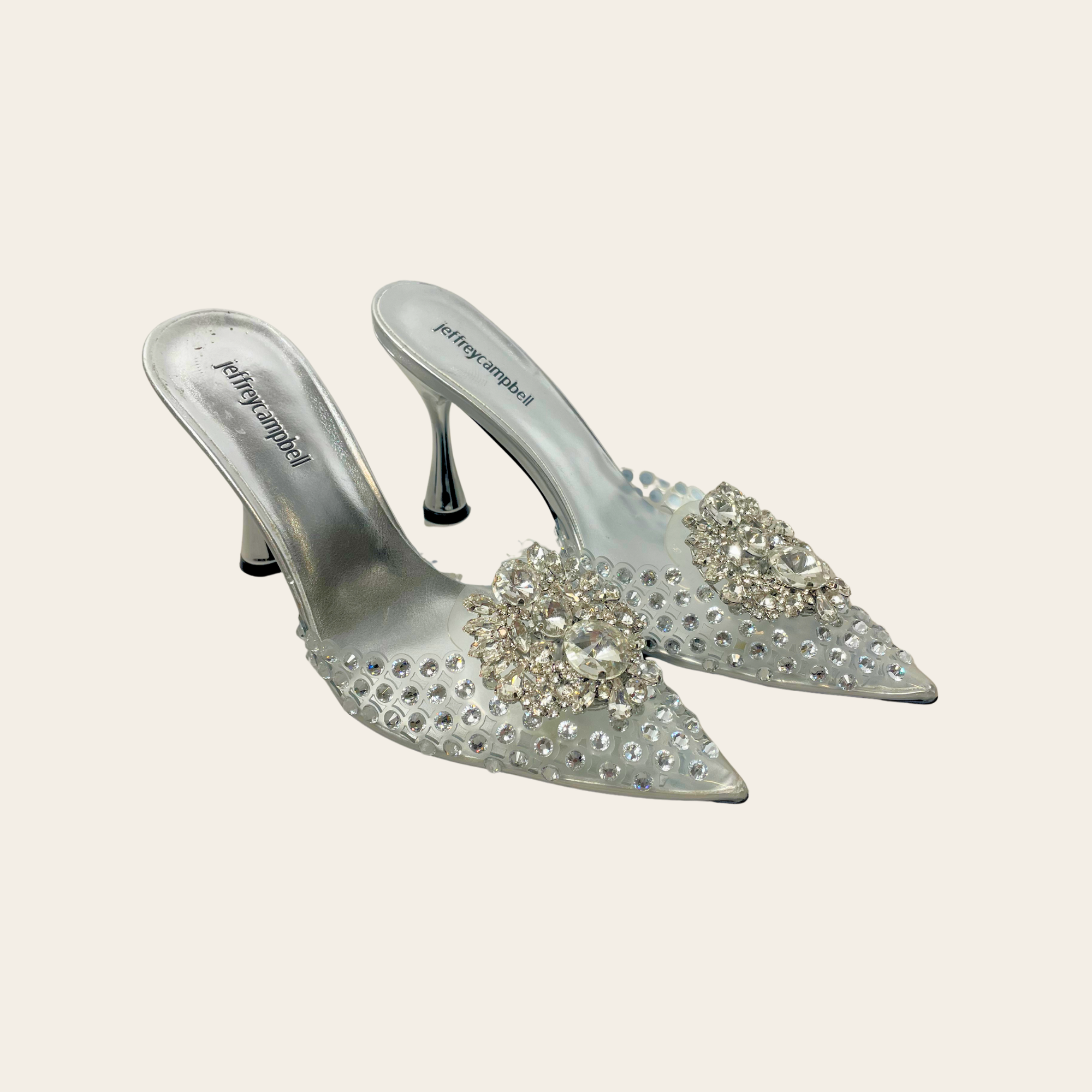 Jeffrey Campbell Crystal Embellished PVC Mules,39