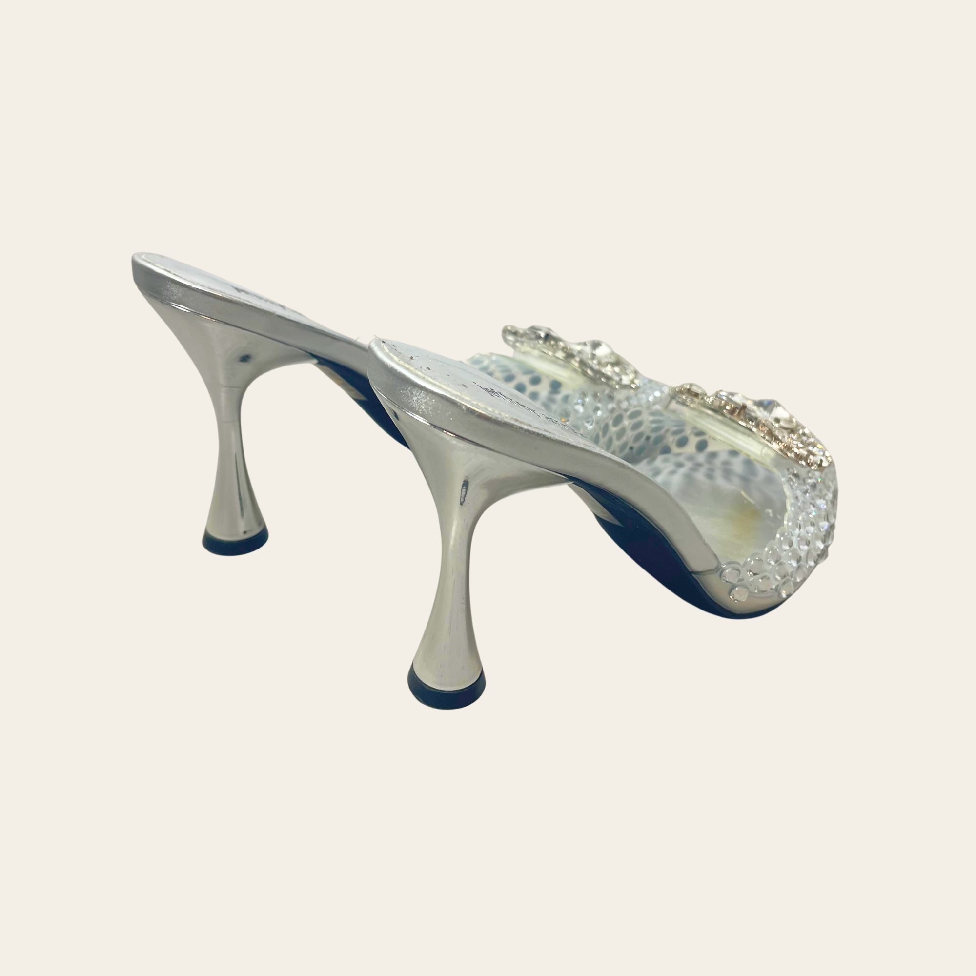 Jeffrey Campbell Crystal Embellished PVC Mules,39