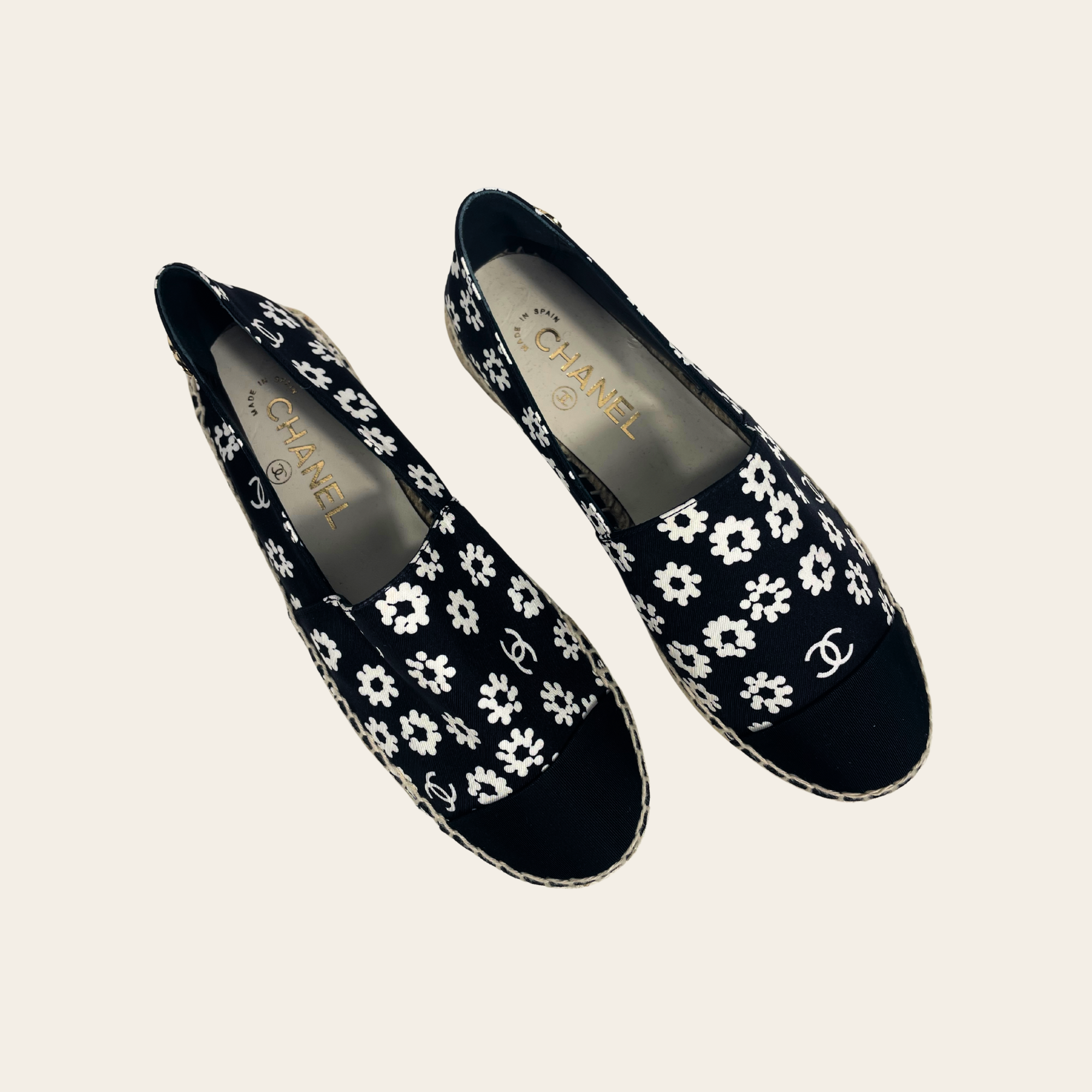 CHANEL – Espadrilles CC Camélia Imprimé, Taille 37