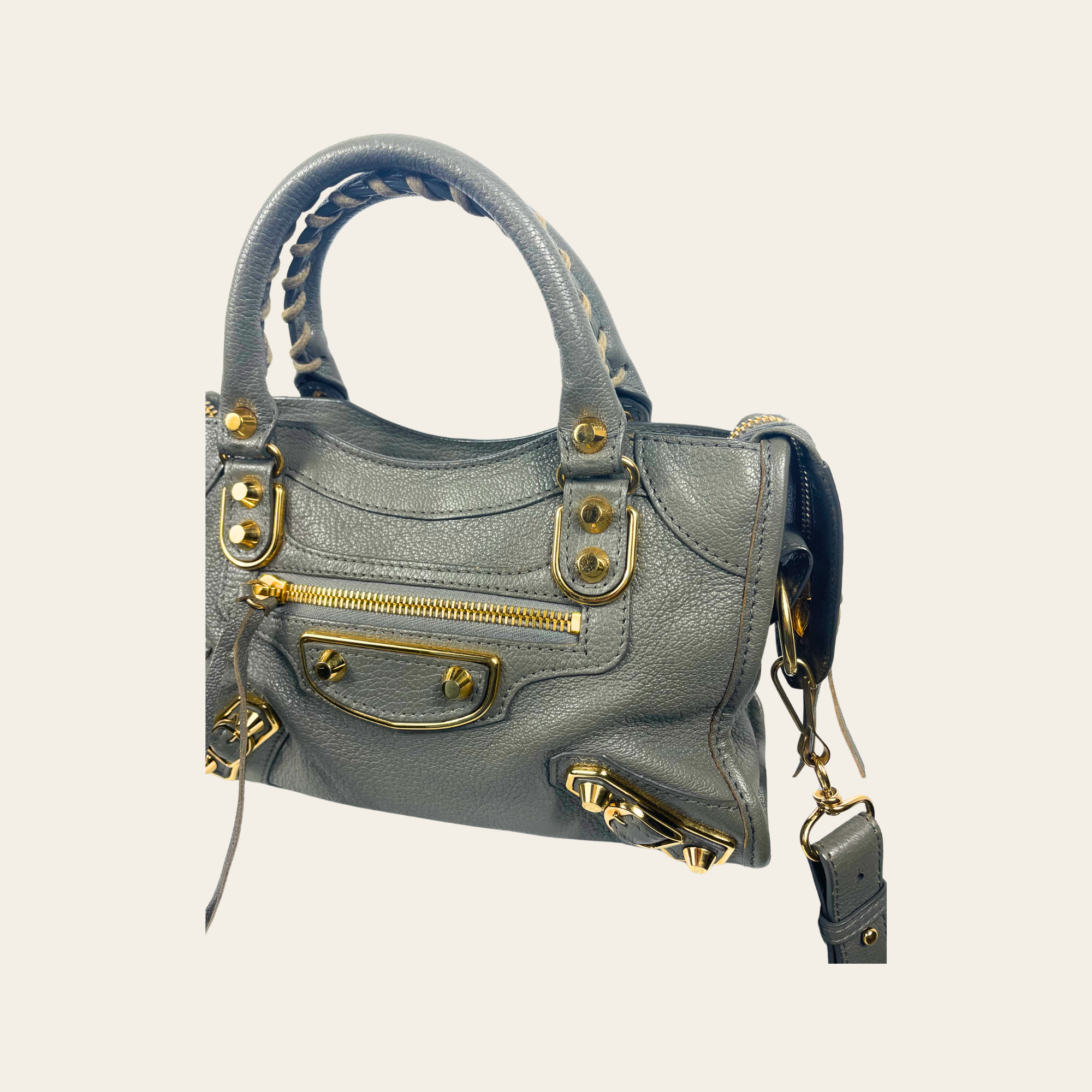 BALENCIAGA Mini City Gris Ciment GHW